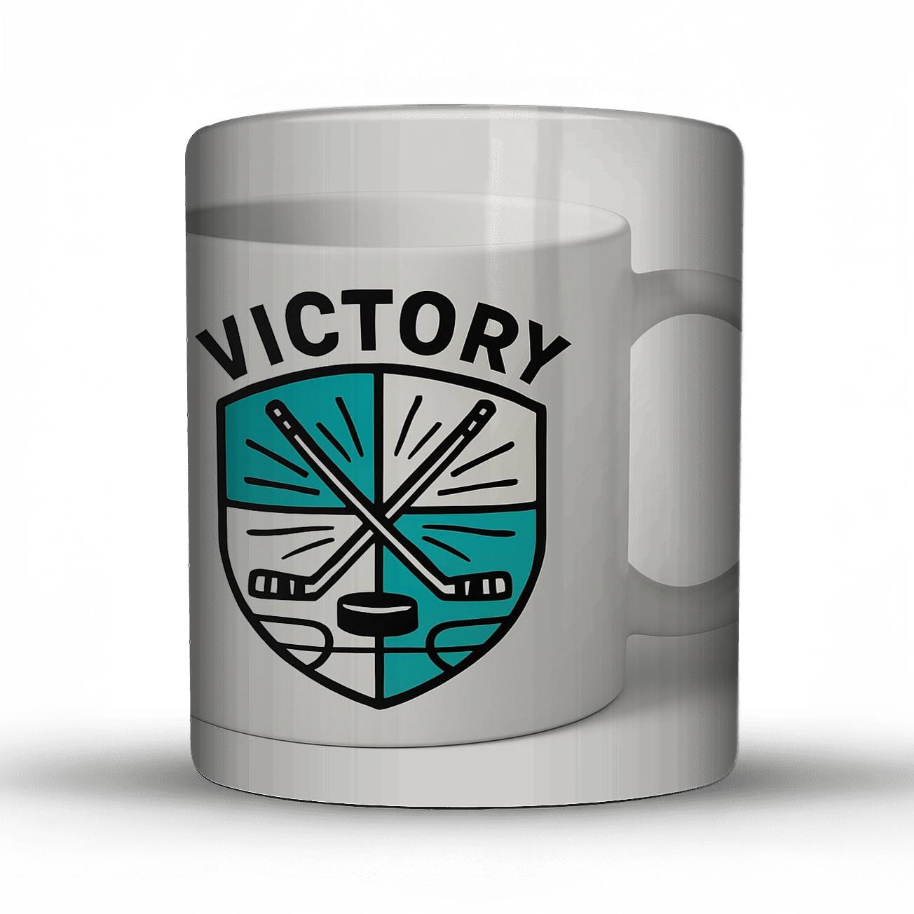 Hockey Crossed Sticks Victory Crest Line Art Mug travel mugs with handles