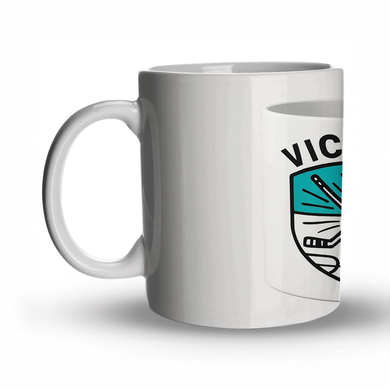 Hockey Crossed Sticks Victory Crest Line Art Mug travel mugs with handles