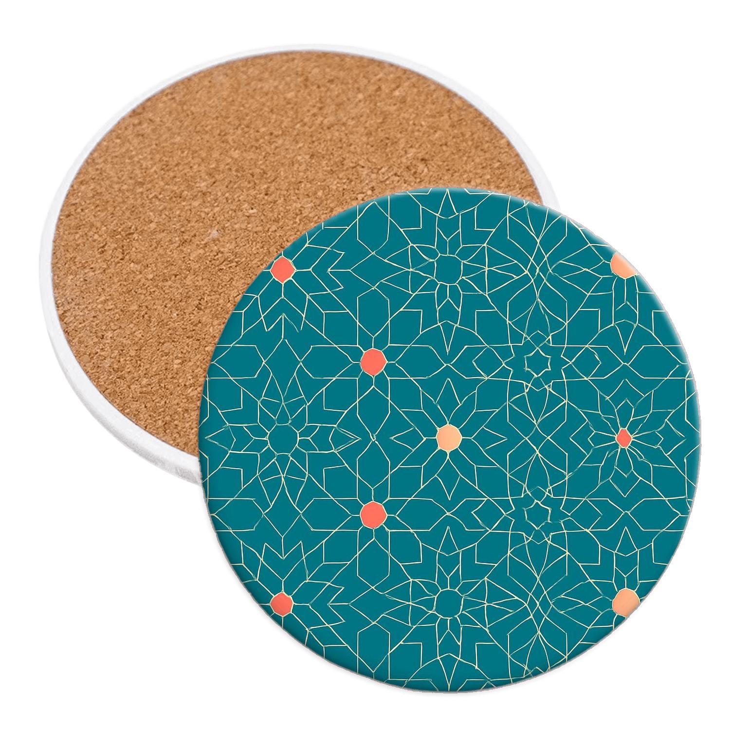 Alhambra Star Weave Minimal Linework coasters for home decor