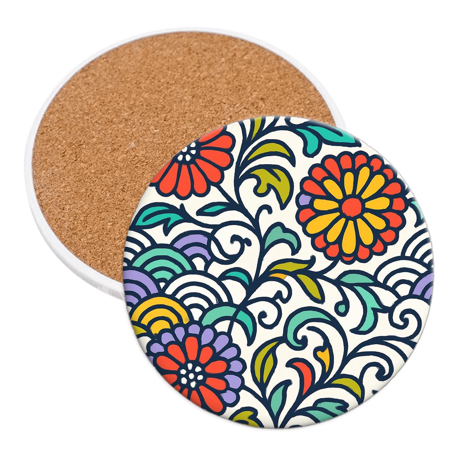 Ukiyo E Aurora Botanicals Line Art wooden table coasters