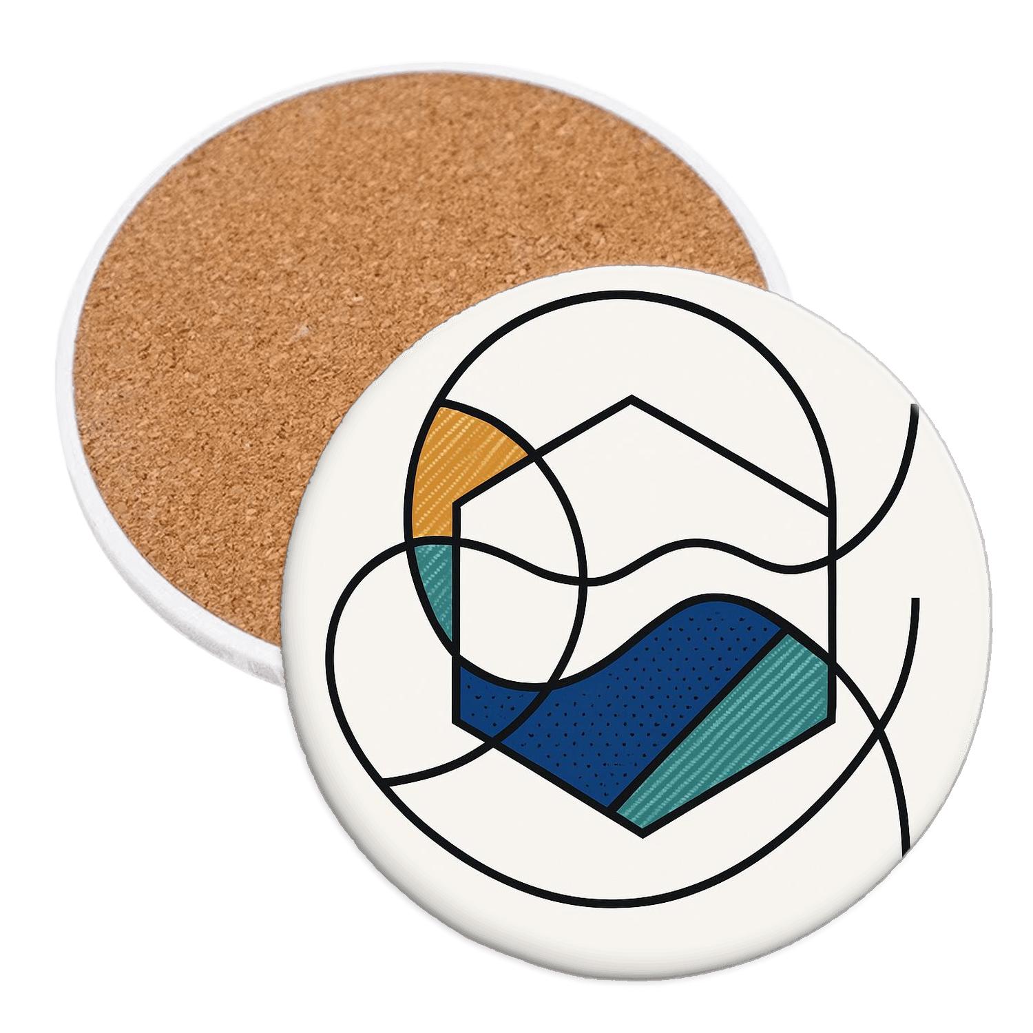 Tectonic Wave Geometry personalized drink coasters