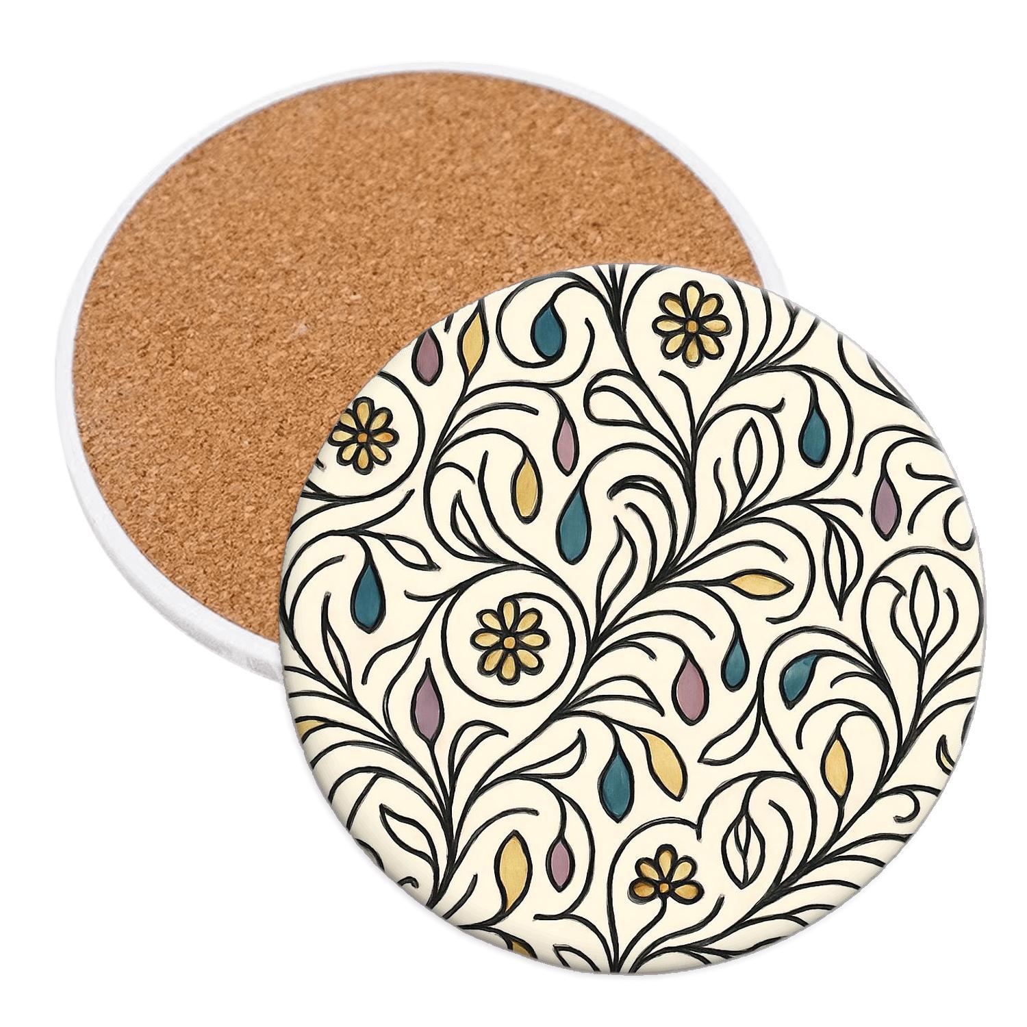 Art Nouveau Vienna Stellar Vine Scrollwork personalized drink coasters