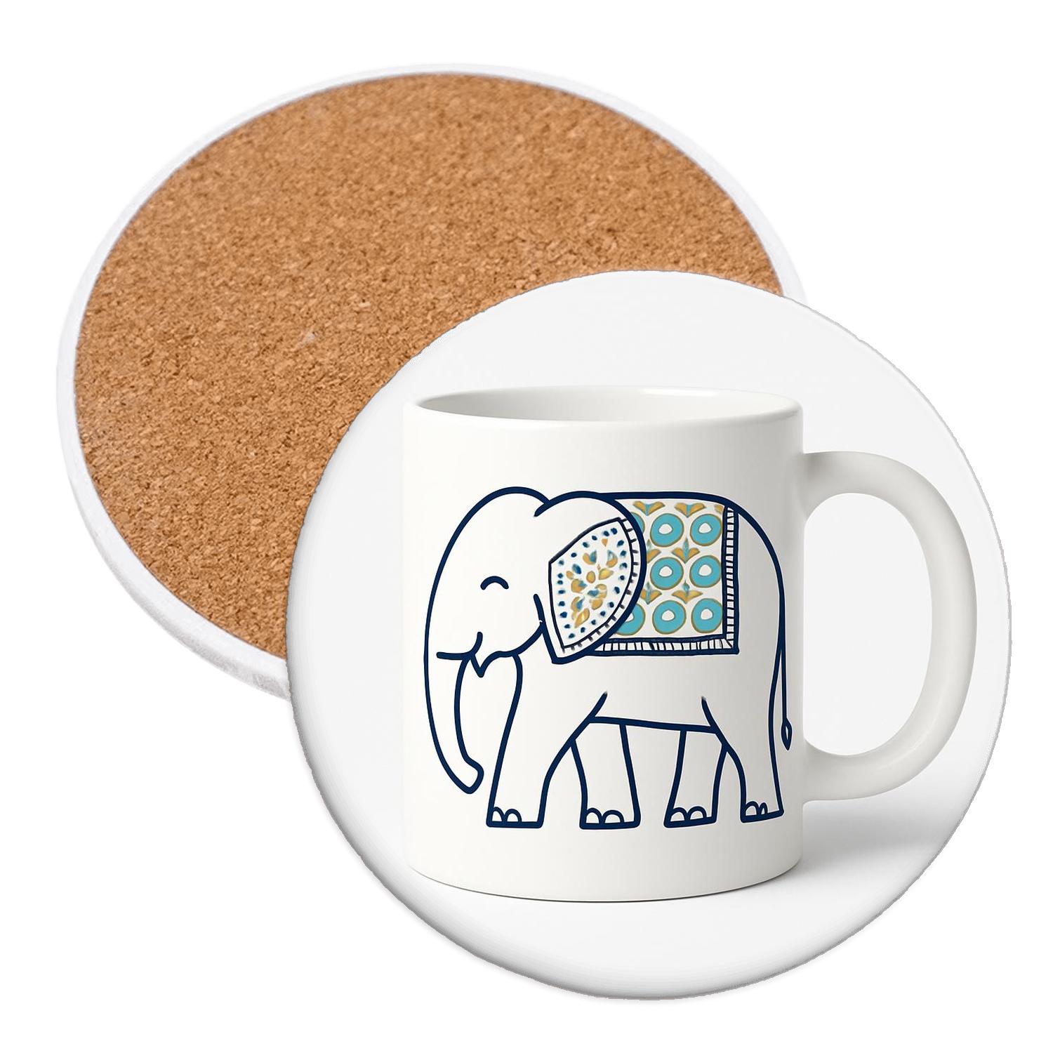 Madhubani Elephant Bauhaus Line Pattern stone coaster collections