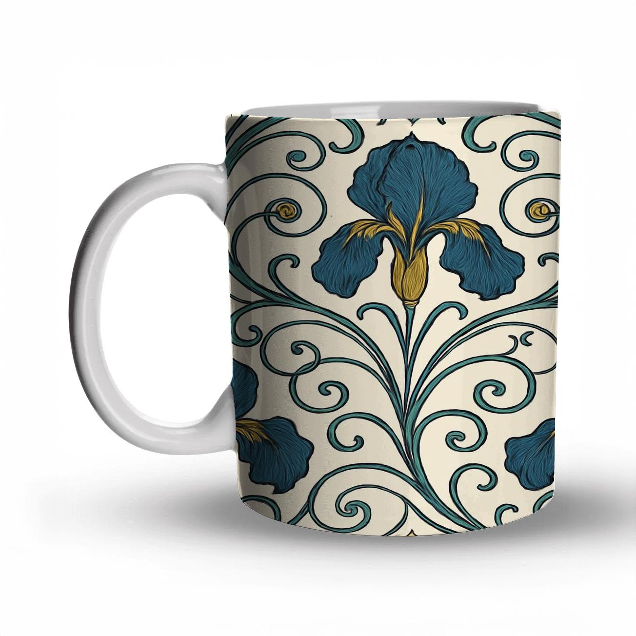 Art Nouveau Celestial Iris Filigree decorative mug sets