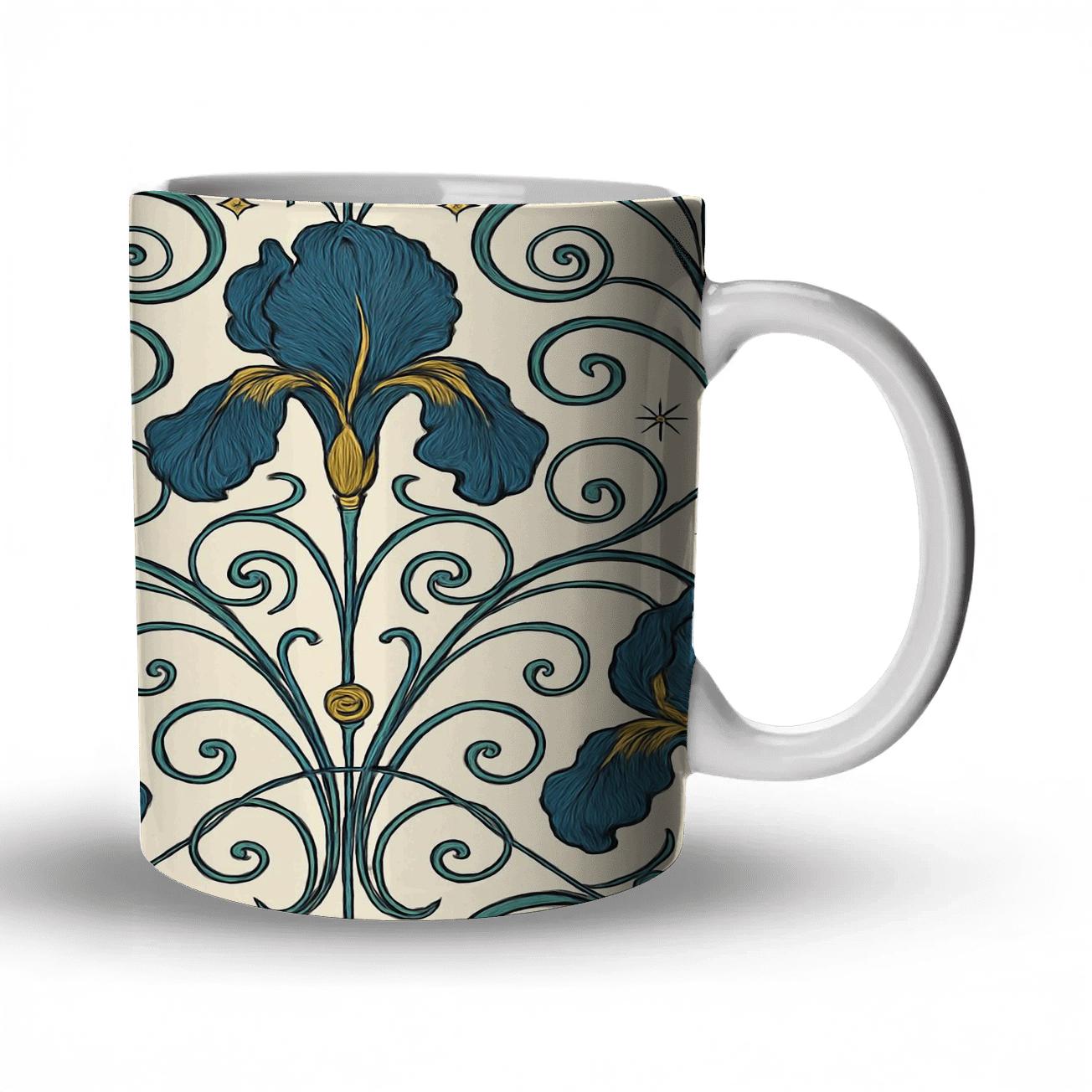 Art Nouveau Celestial Iris Filigree decorative mug sets