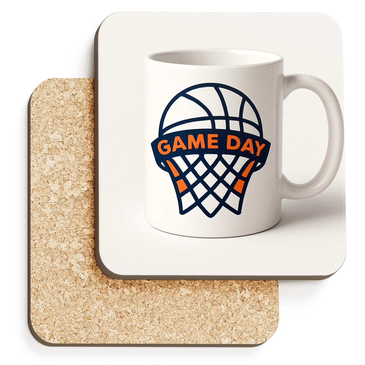 Bauhaus Basketball Game Day Line Art Mug wooden table coasters