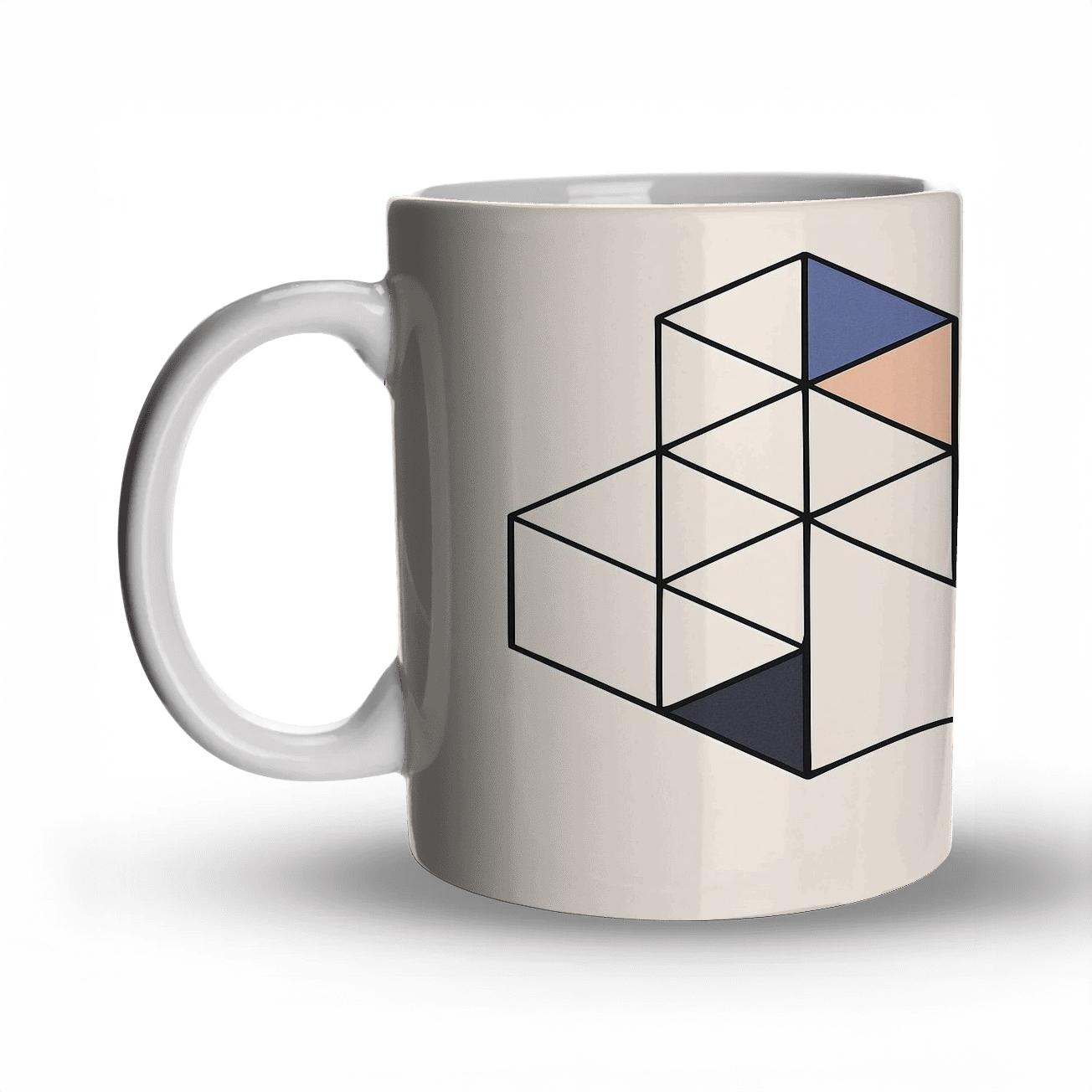 Tesseract Tide Minimal Lines ceramic coffee mugs