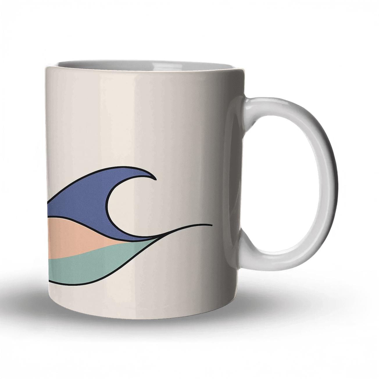Tesseract Tide Minimal Lines ceramic coffee mugs