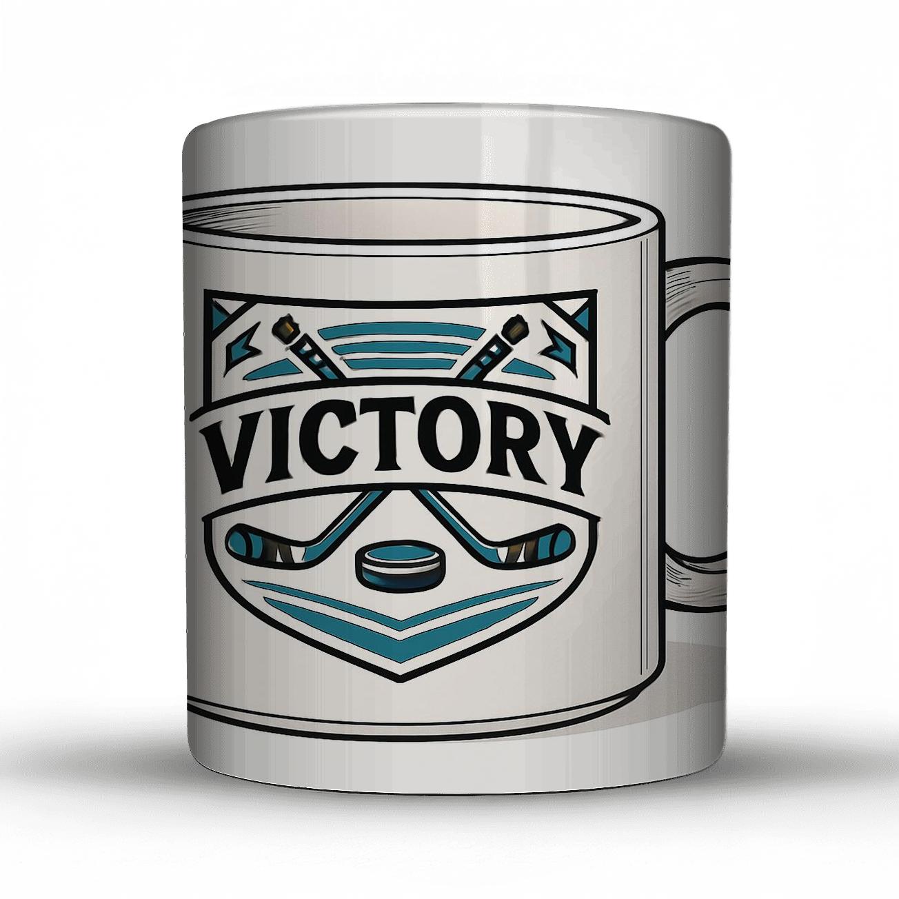 Victory Hockey Crossed Sticks Crest Line Art Mug premium drinkware mugs