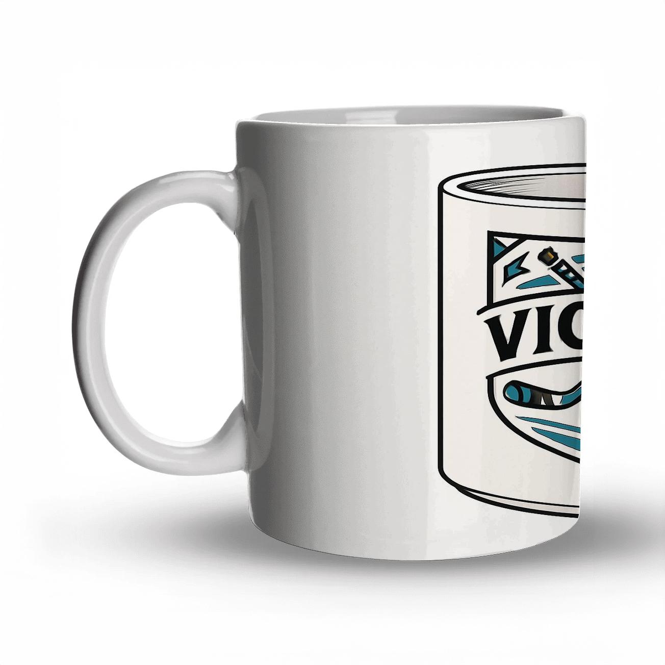 Victory Hockey Crossed Sticks Crest Line Art Mug premium drinkware mugs