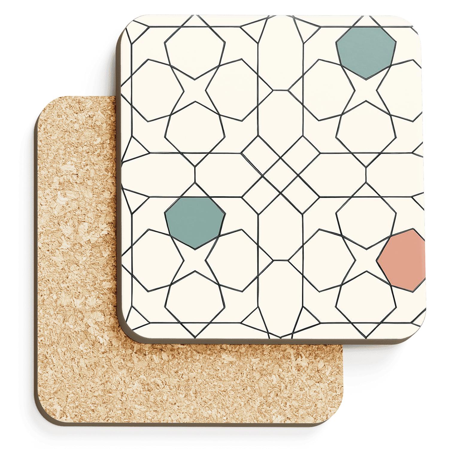 Girih Star Lattice Minimal Ornament custom engraved coasters