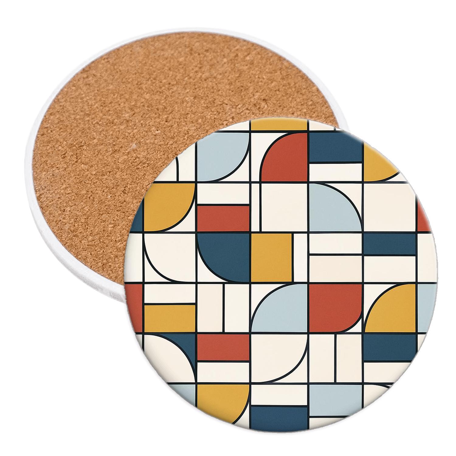 Bauhaus Weaving Grid Harmonics cork coaster sets