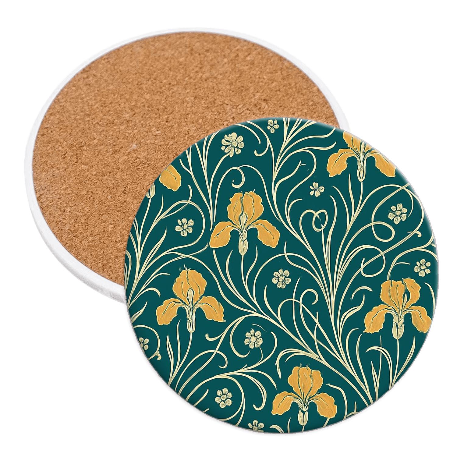 Paris Metro Nouveau Whiplash Floral decorative beverage coasters