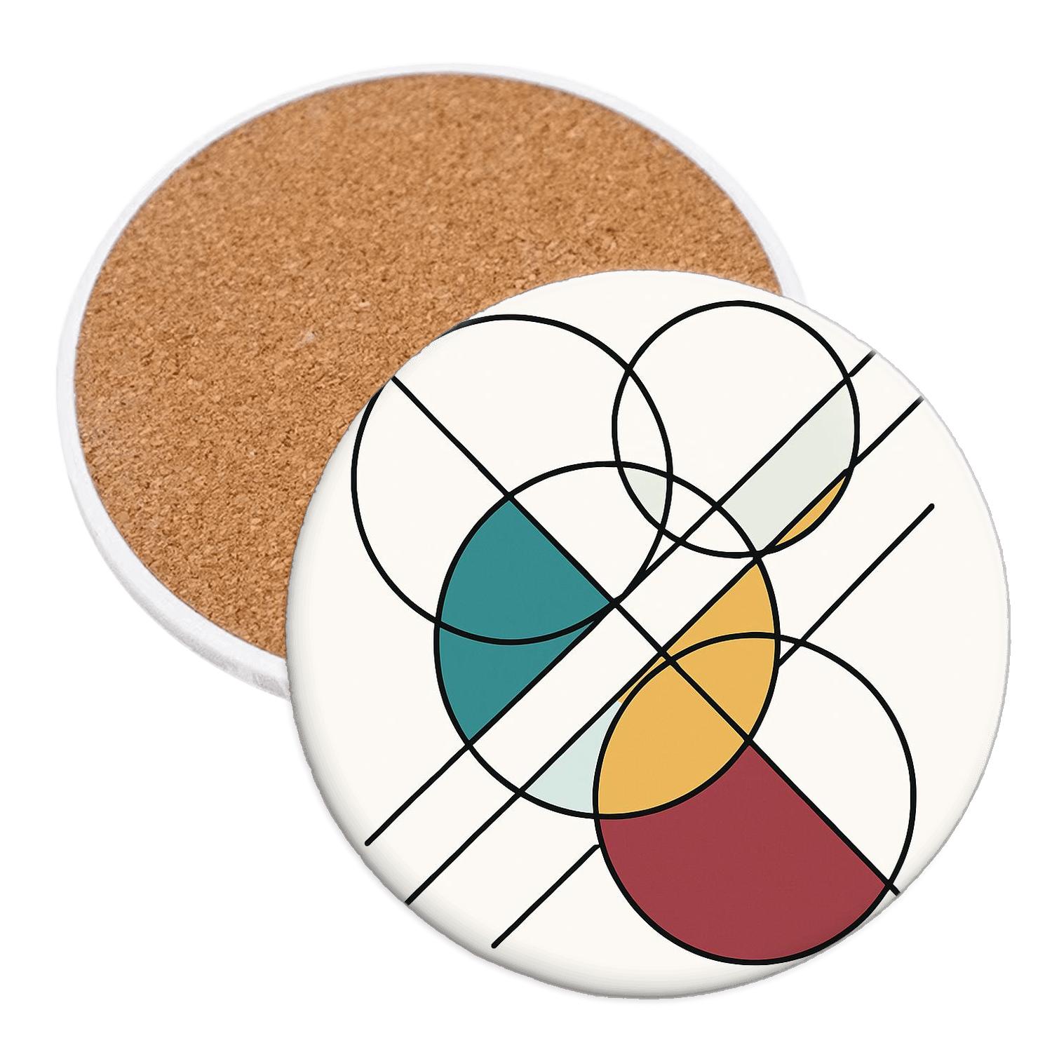 Tectonic Orbit Geometry cork coaster sets