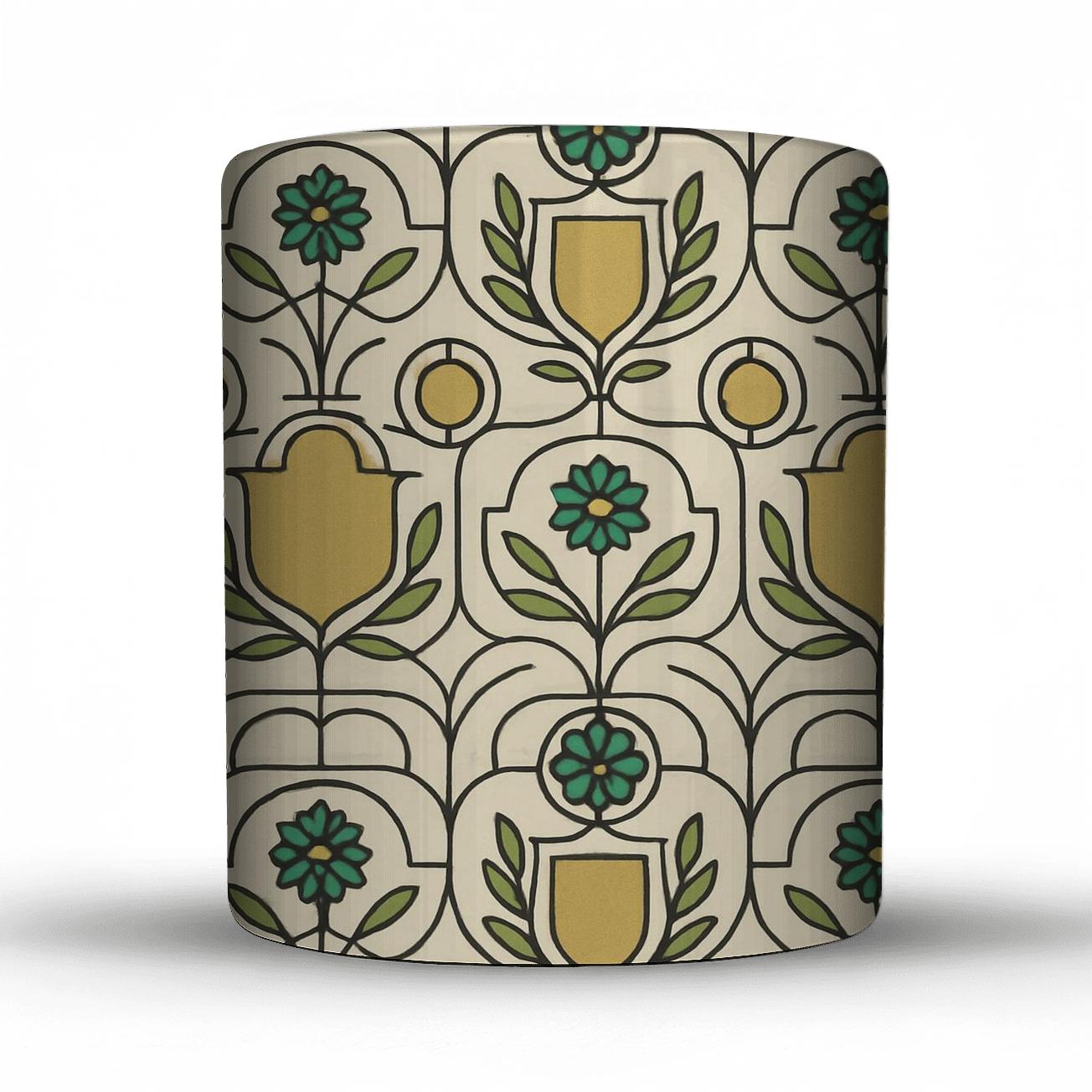 Vienna Secession Star Cartouche Floral Lattice insulated thermal mugs