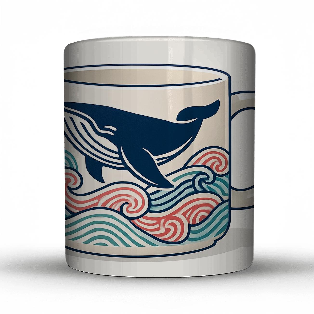 Ukiyo E Minimal Whale Wave Wrap Mug Art insulated thermal mugs