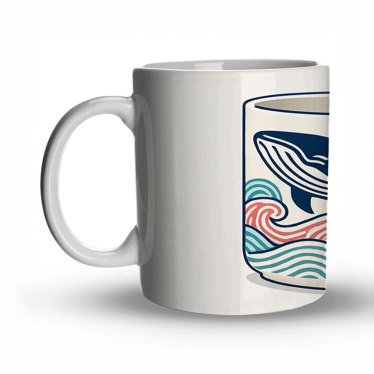 Ukiyo E Minimal Whale Wave Wrap Mug Art insulated thermal mugs