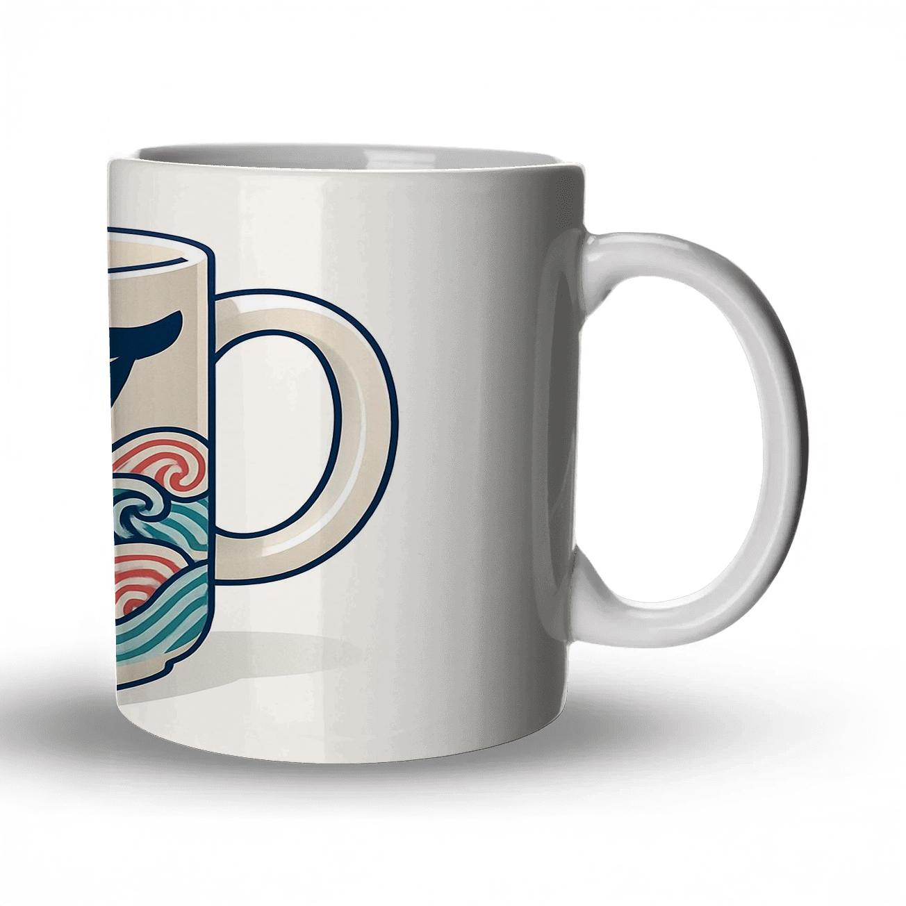 Ukiyo E Minimal Whale Wave Wrap Mug Art insulated thermal mugs