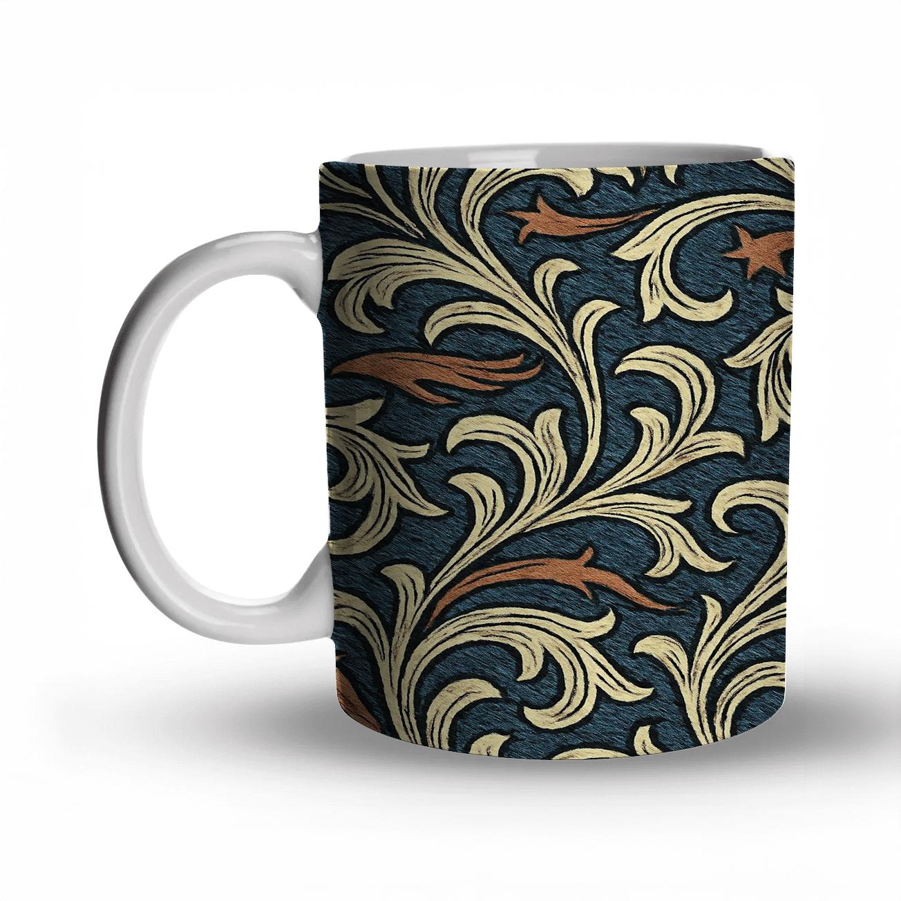 Arts And Crafts Comet Vine Woodcut Repeat insulated thermal mugs