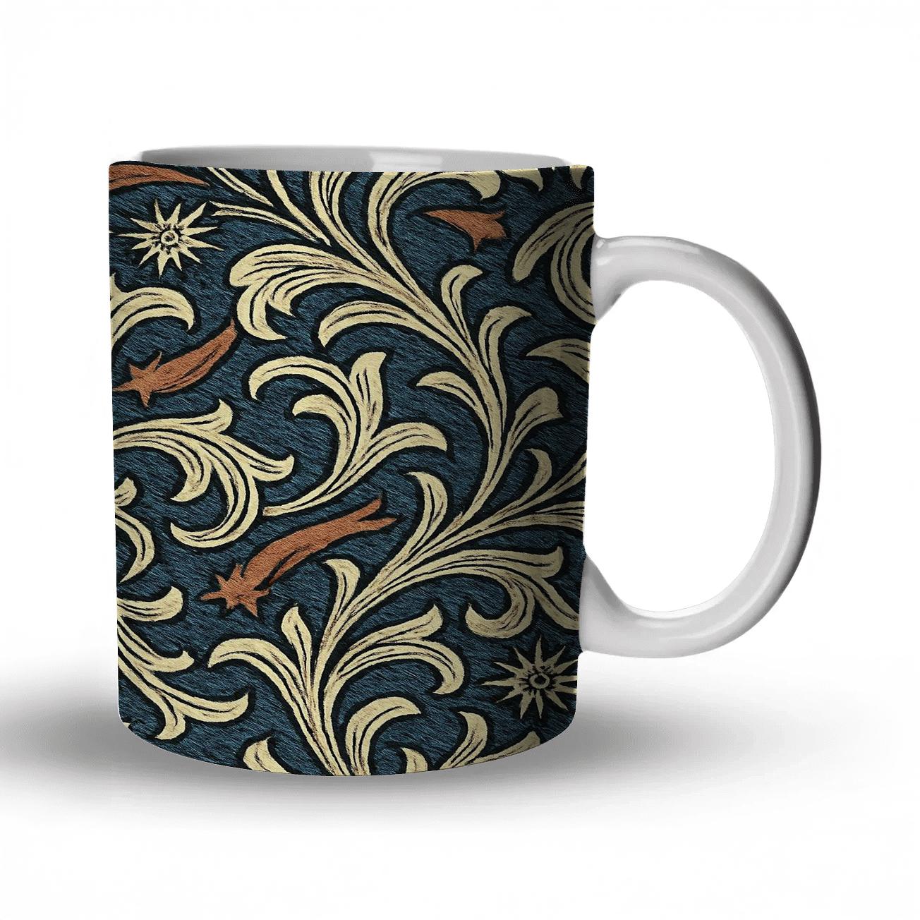 Arts And Crafts Comet Vine Woodcut Repeat insulated thermal mugs