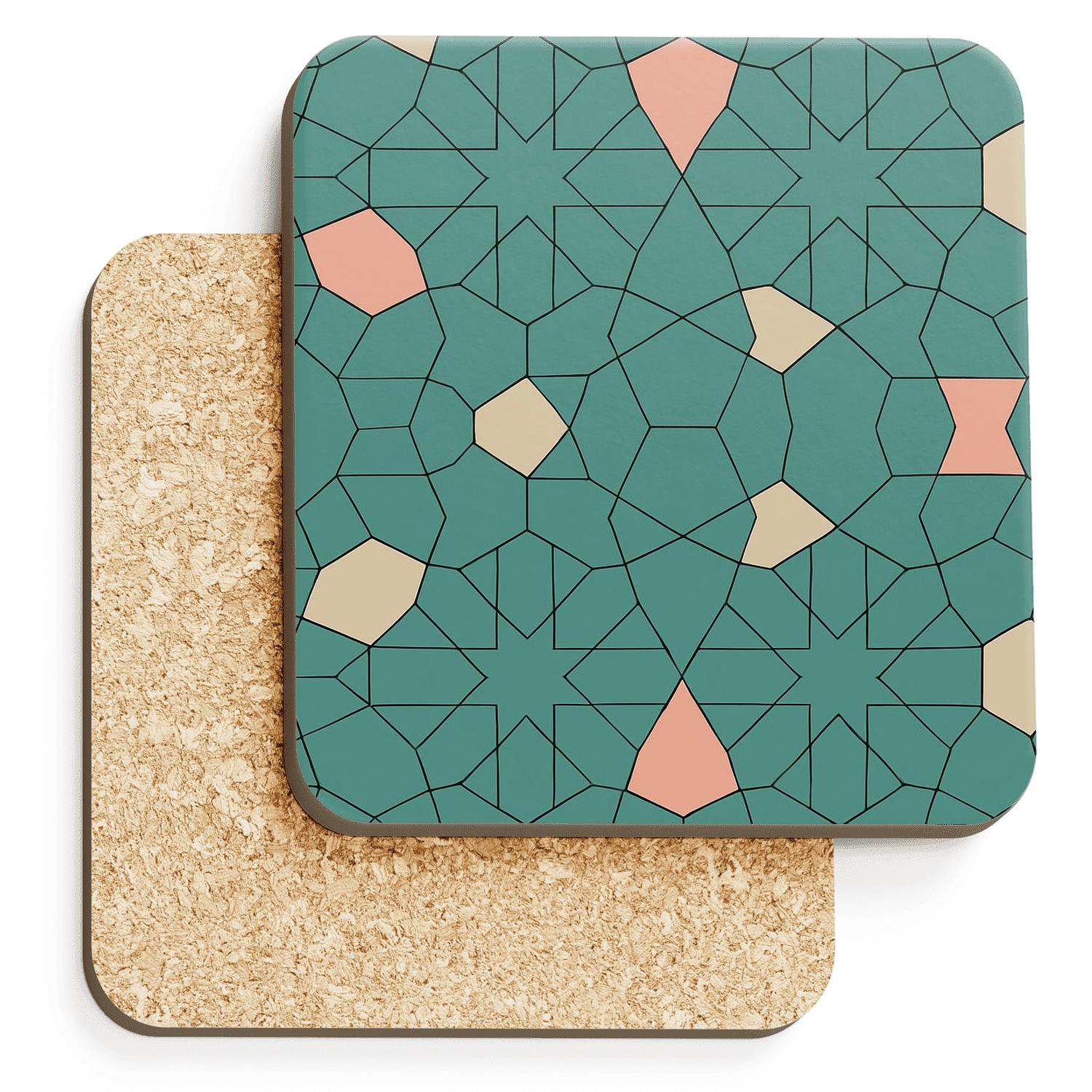 Girih Quasicrystal Star Tessellation wooden table coasters