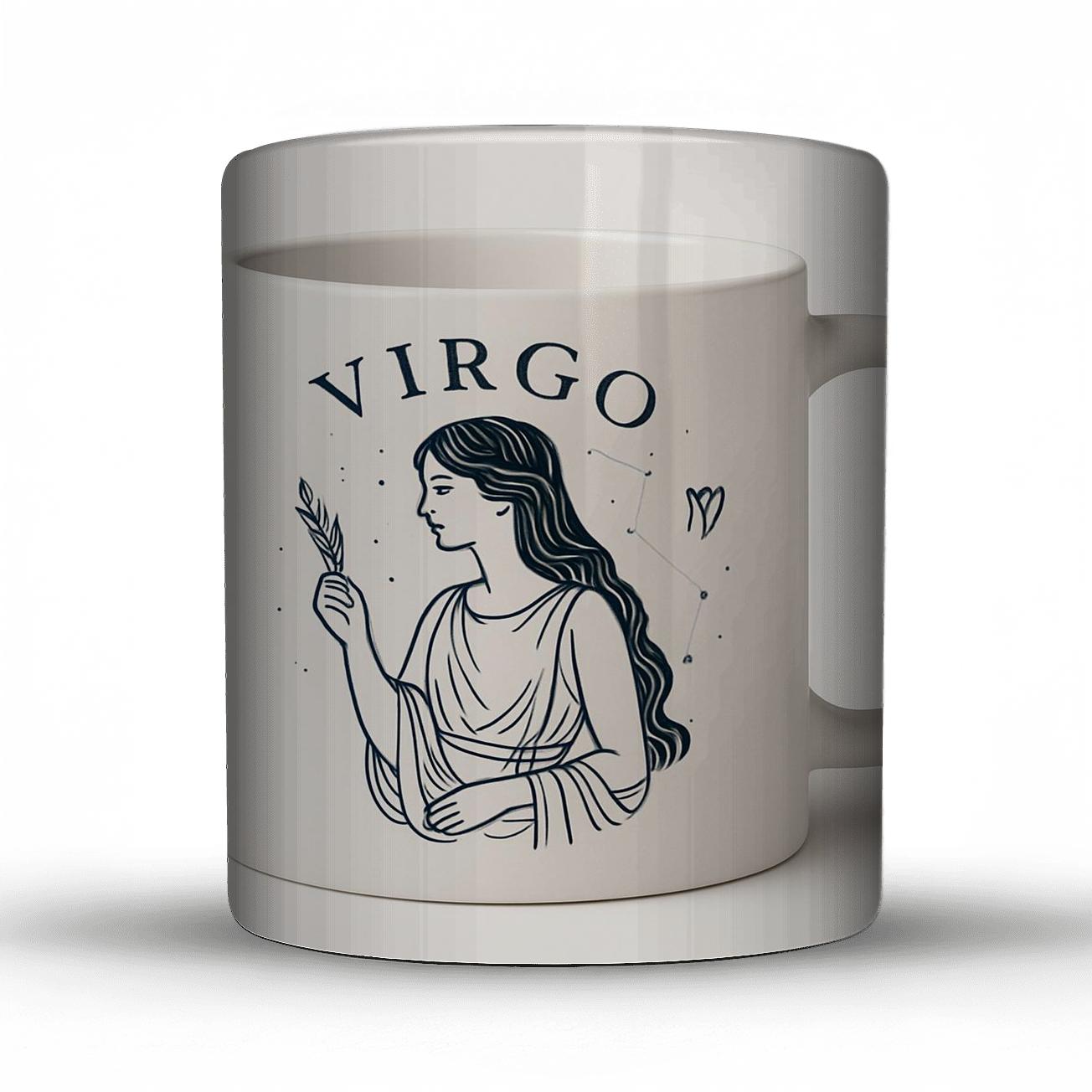 Virgo Medieval Manuscript Constellation Seal ceramic coffee mugs