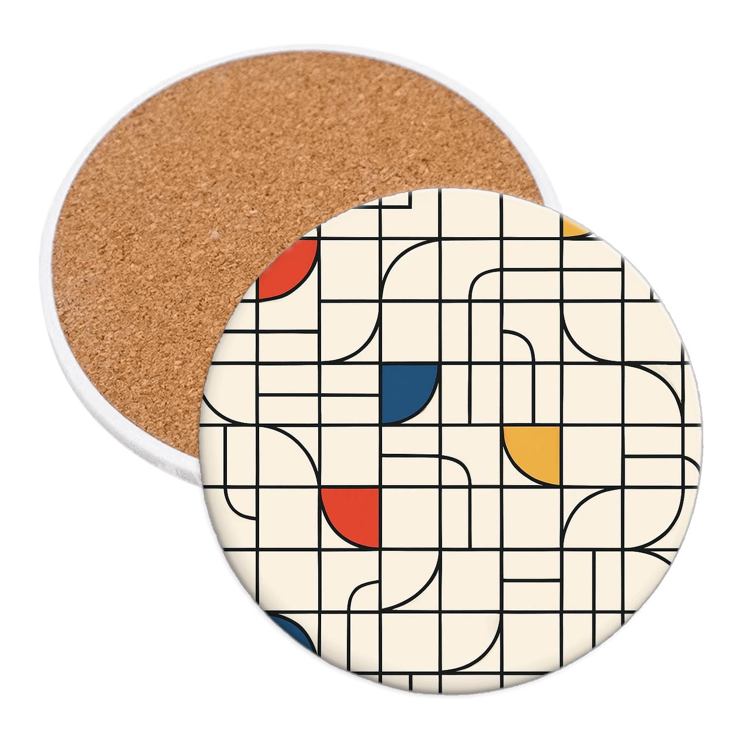 Bauhaus Harmonic Grid Weave decorative beverage coasters