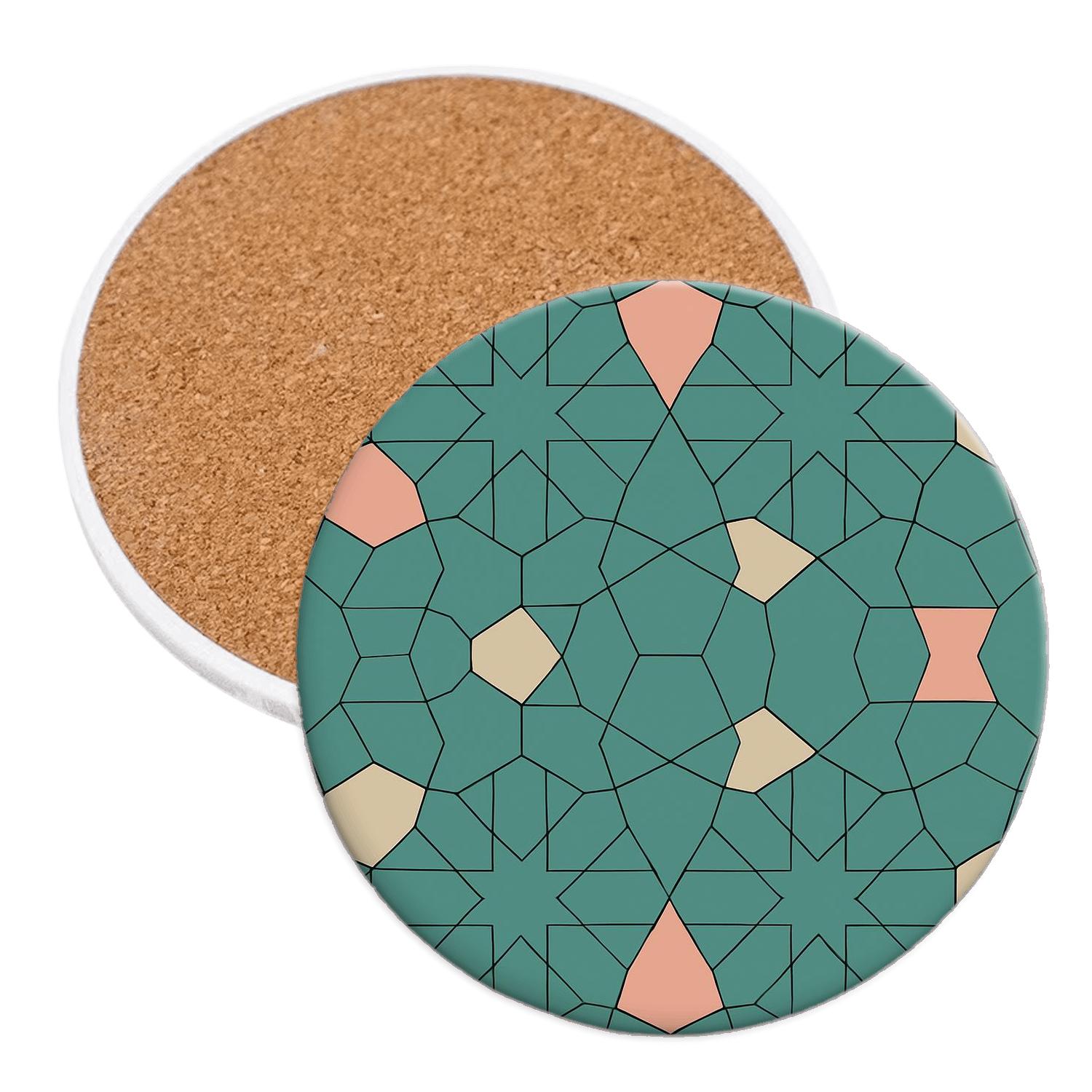 Girih Quasicrystal Star Tessellation cork coaster sets