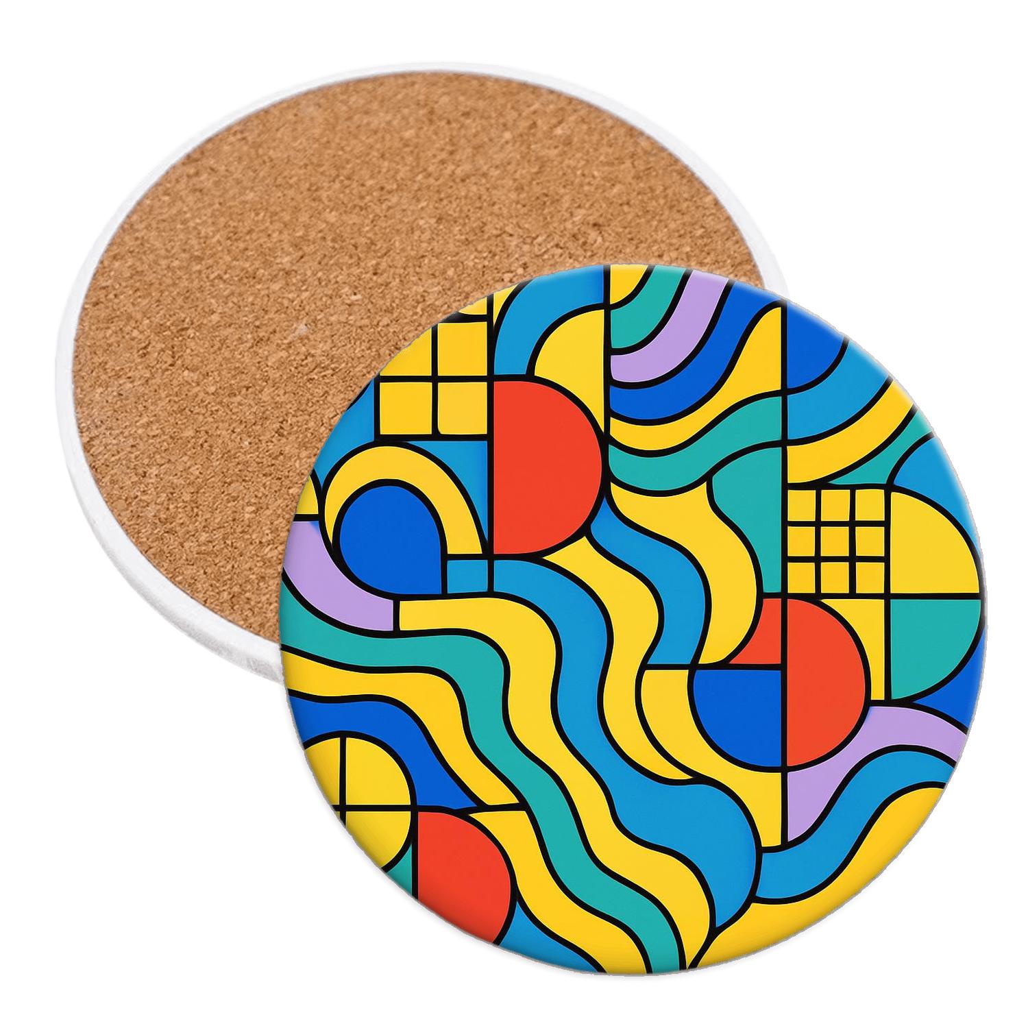 Bauhaus Aurora Linework Tapestry personalized drink coasters