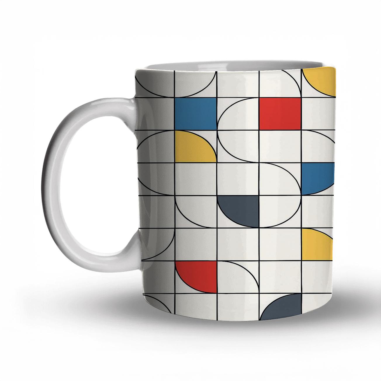 Bauhaus Constellation Grid Weave ceramic coffee mugs