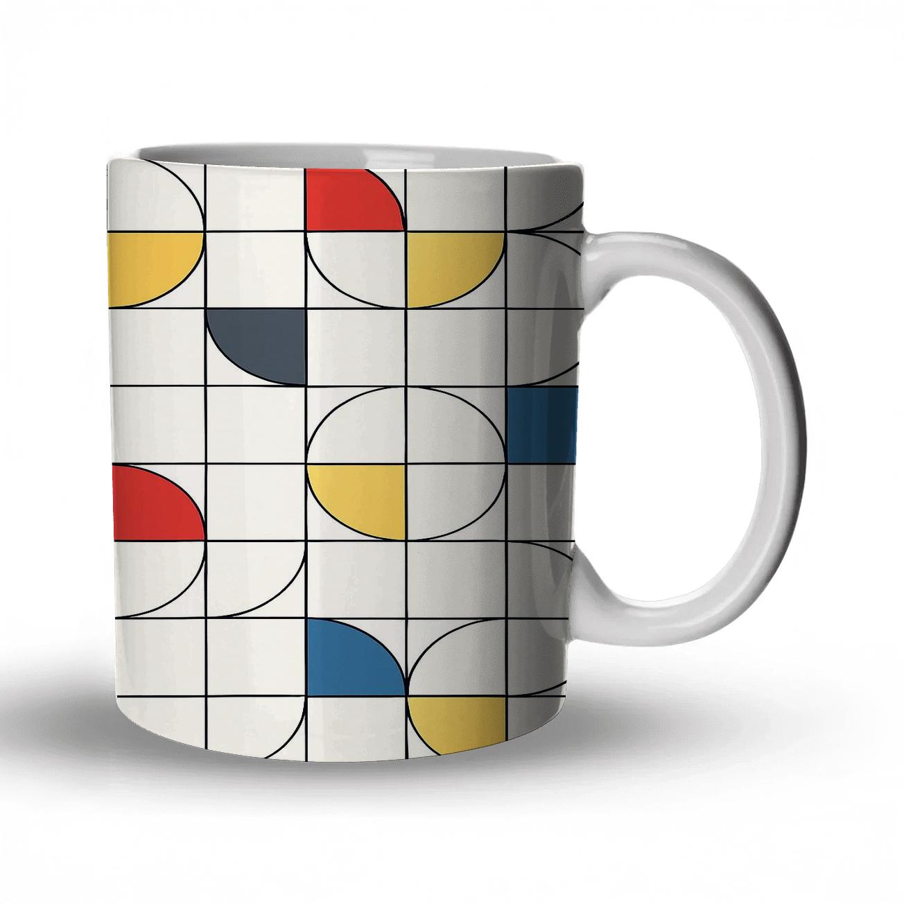 Bauhaus Constellation Grid Weave ceramic coffee mugs