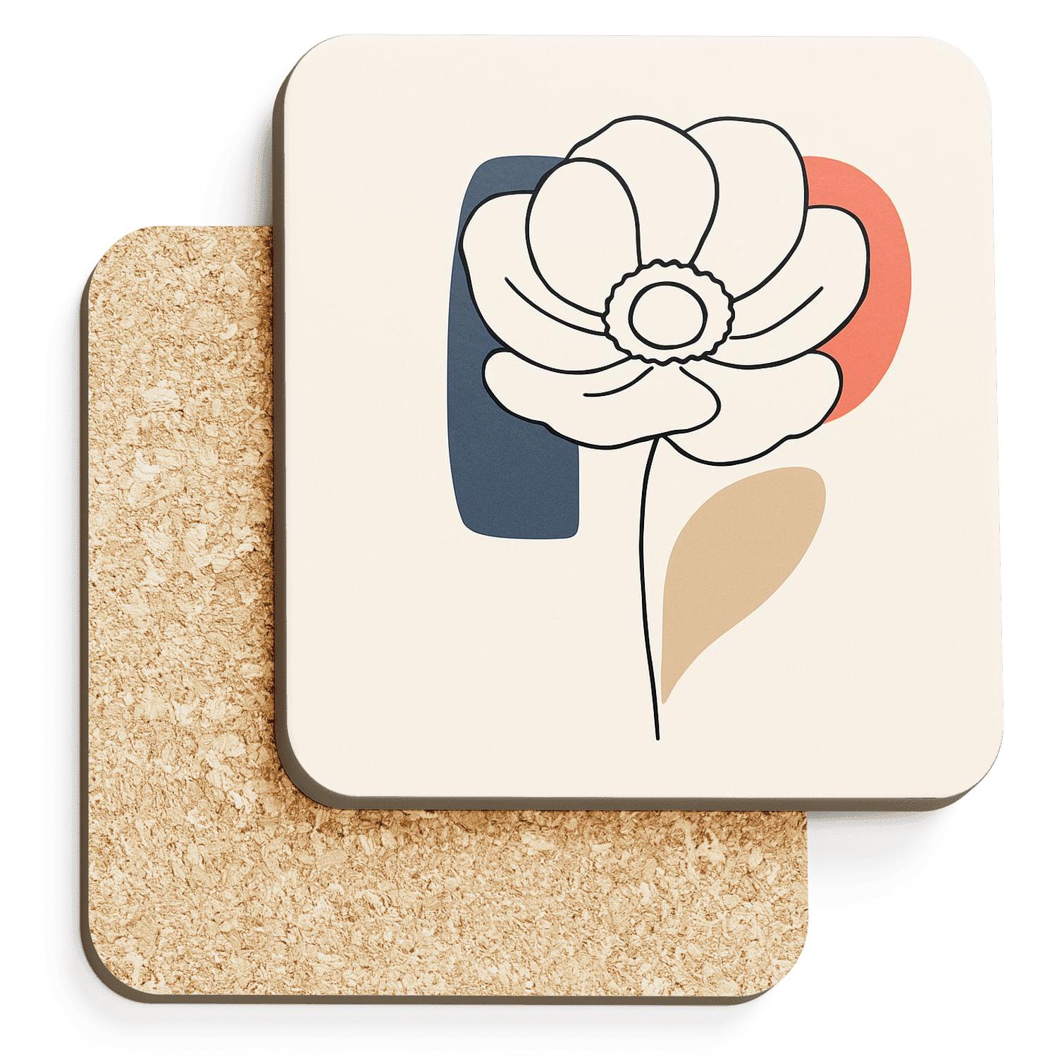 Anemone Spiral Bloom With Indigo Coral Fields custom engraved coasters