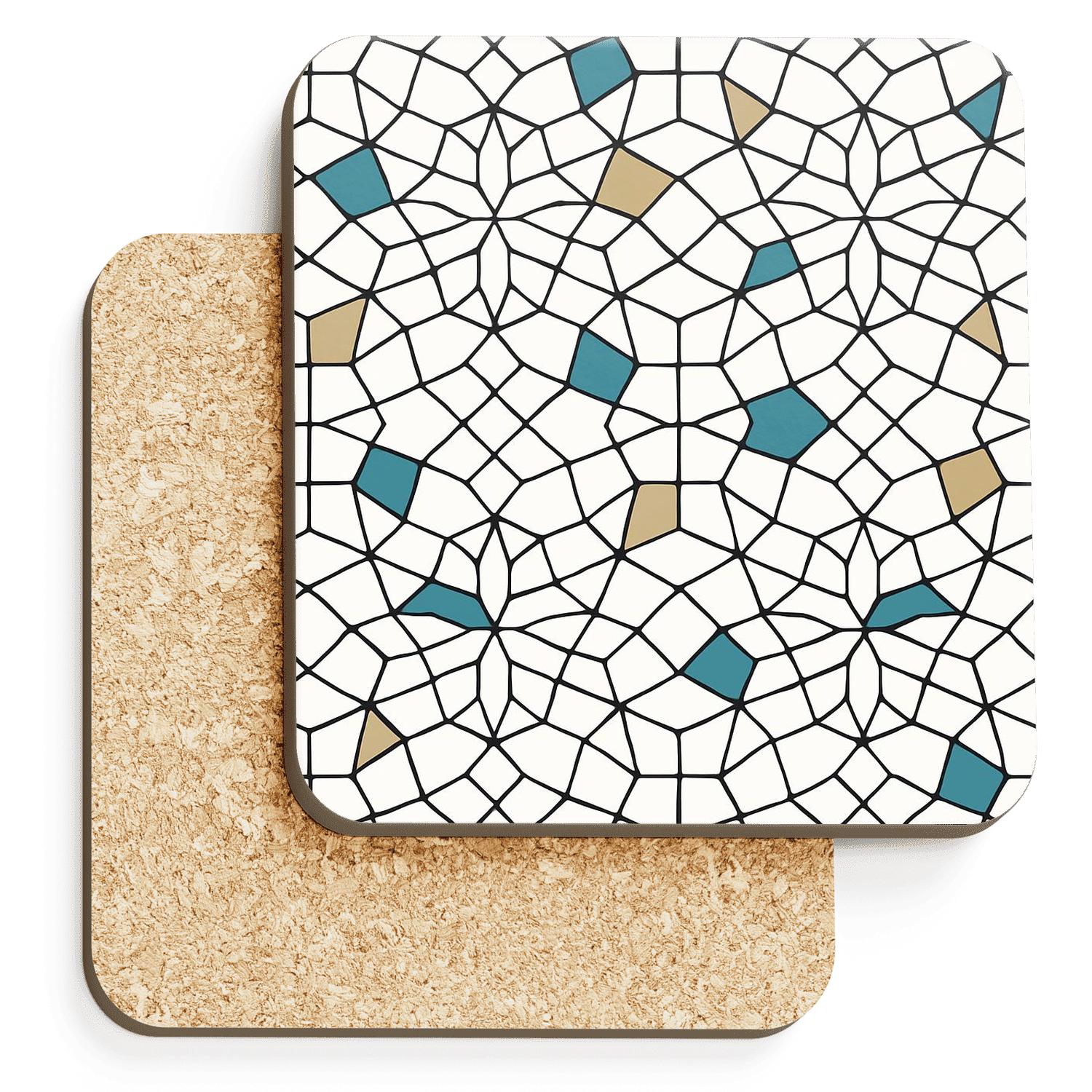 Islamic Girih Orbital Rosette Minimal personalized drink coasters