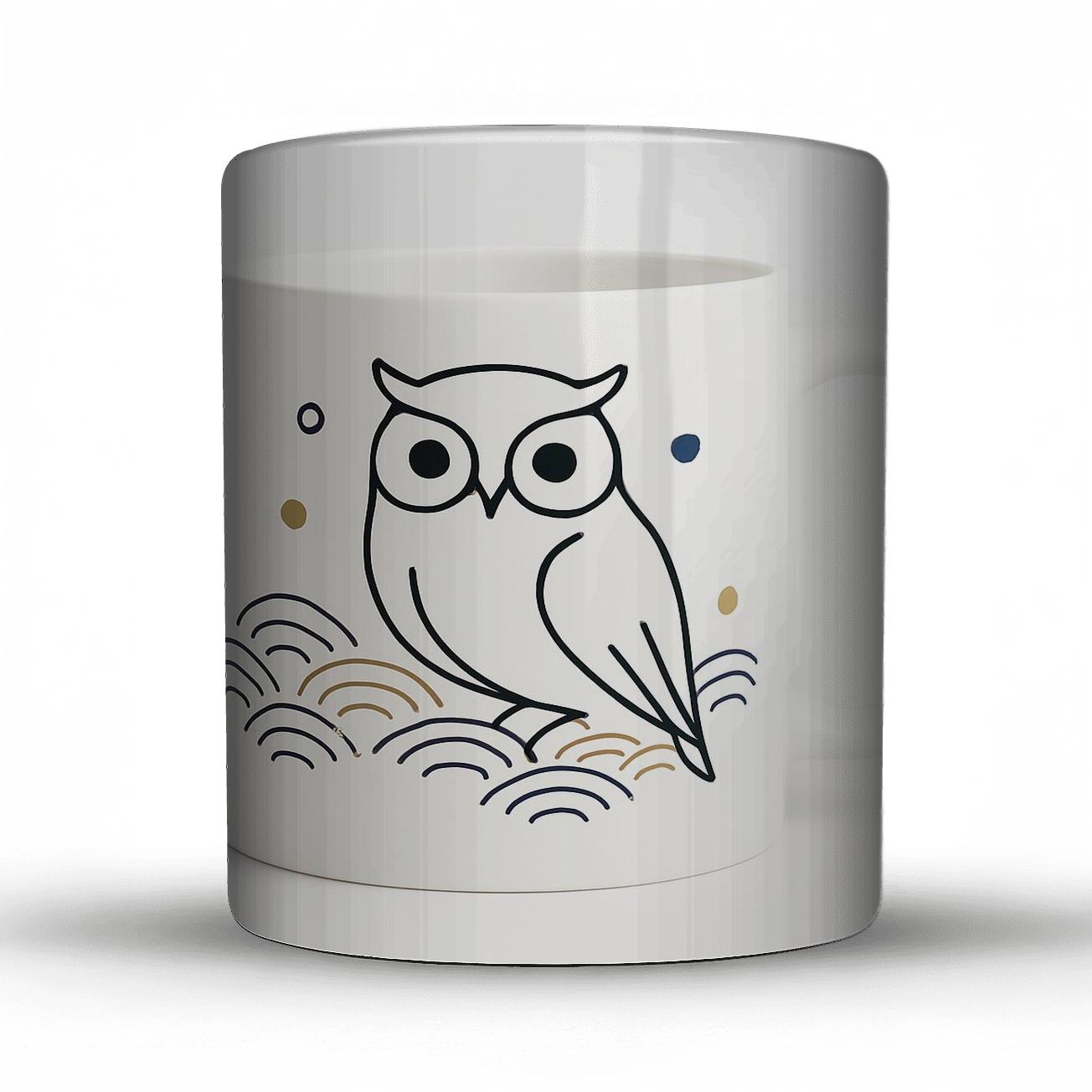 Indigo Owl Ukiyoe Minimal Pattern Wrap ceramic coffee mugs