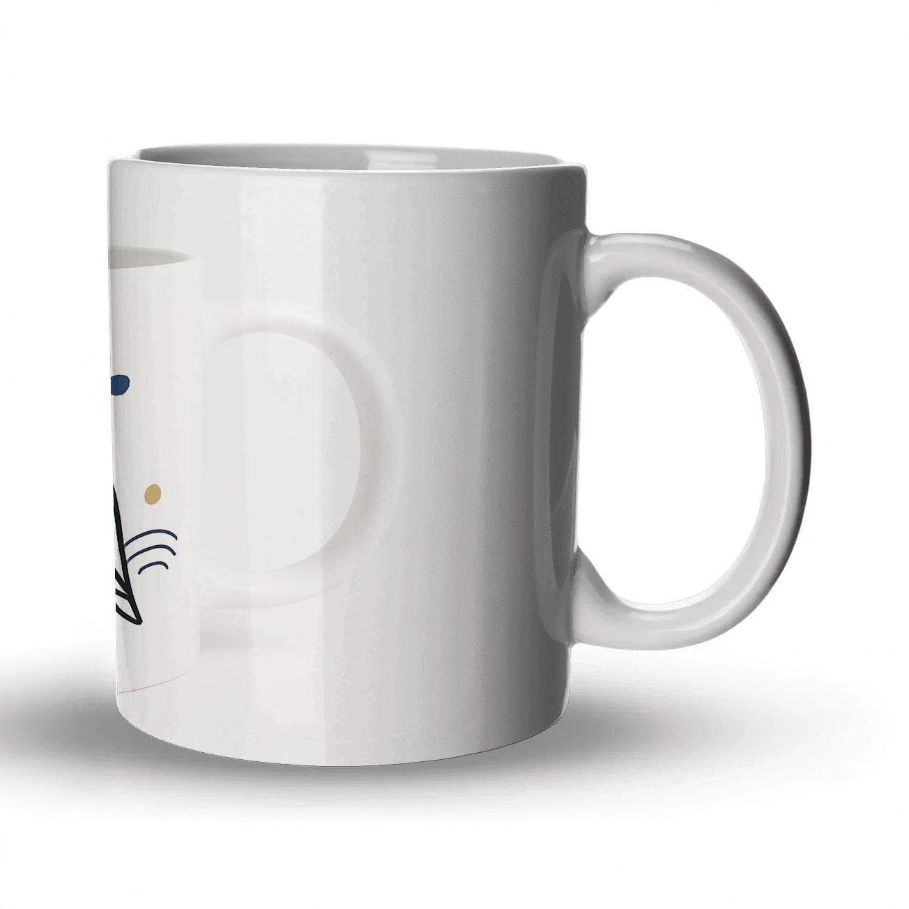 Indigo Owl Ukiyoe Minimal Pattern Wrap ceramic coffee mugs