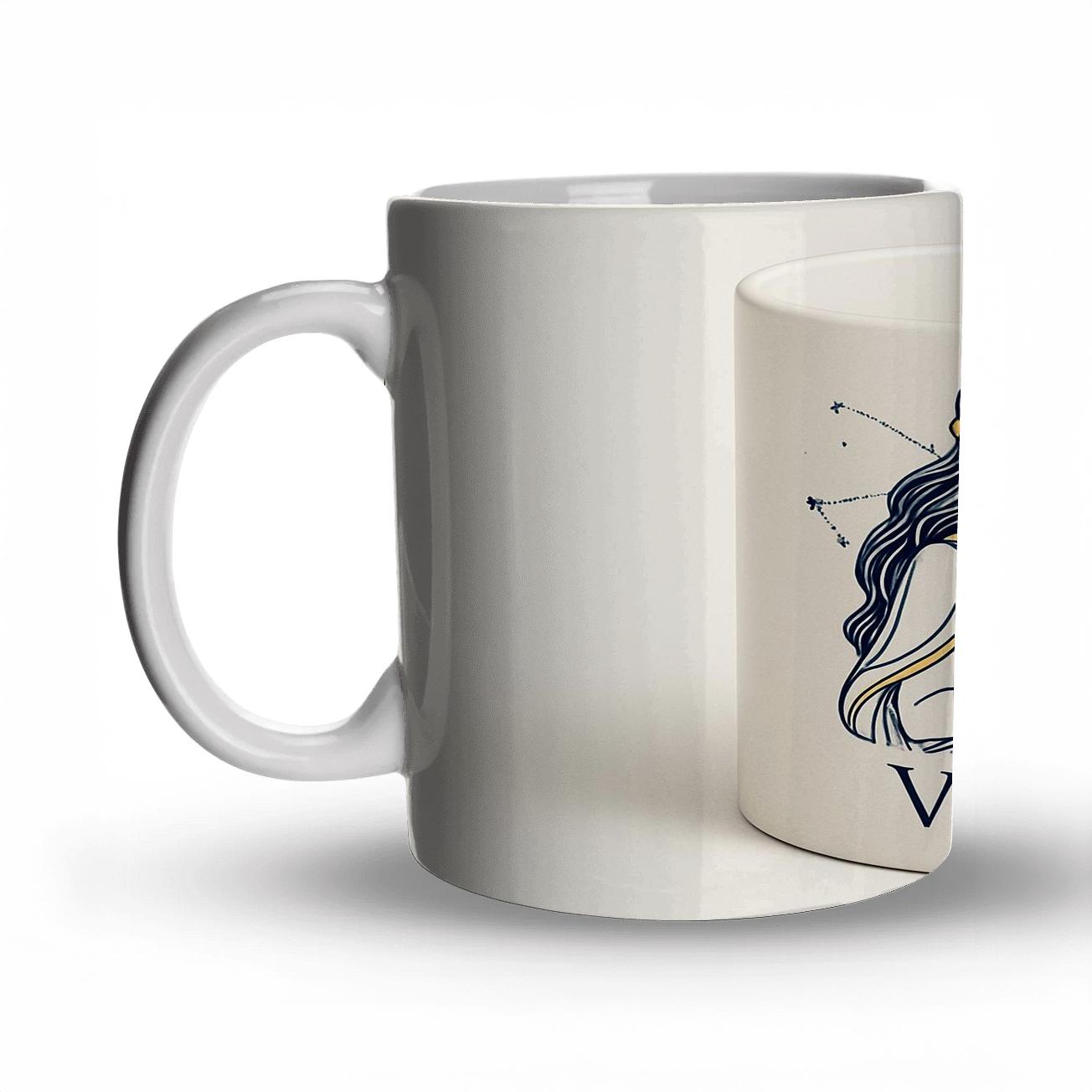 Virgo Maiden Art Nouveau Star Chart Mug Line Art decorative mug sets