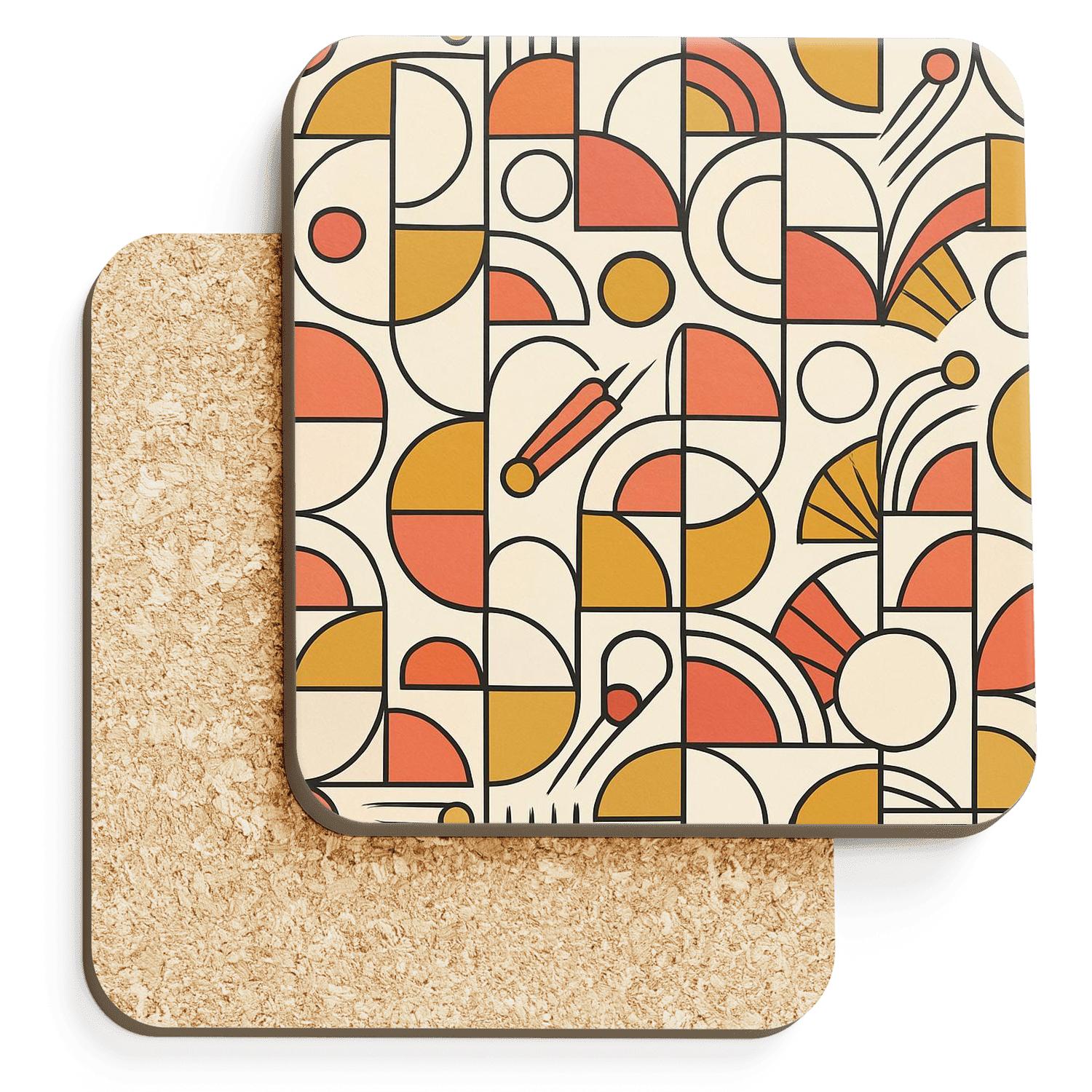 Bauhaus Deco Comet Lattice personalized drink coasters