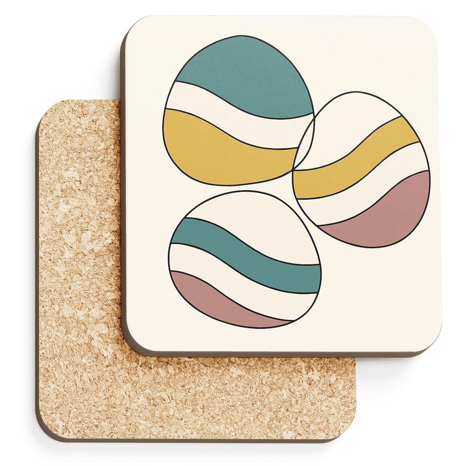 Geometric Riverstone Abstract With Teal Mustard Segments decorative beverage coasters