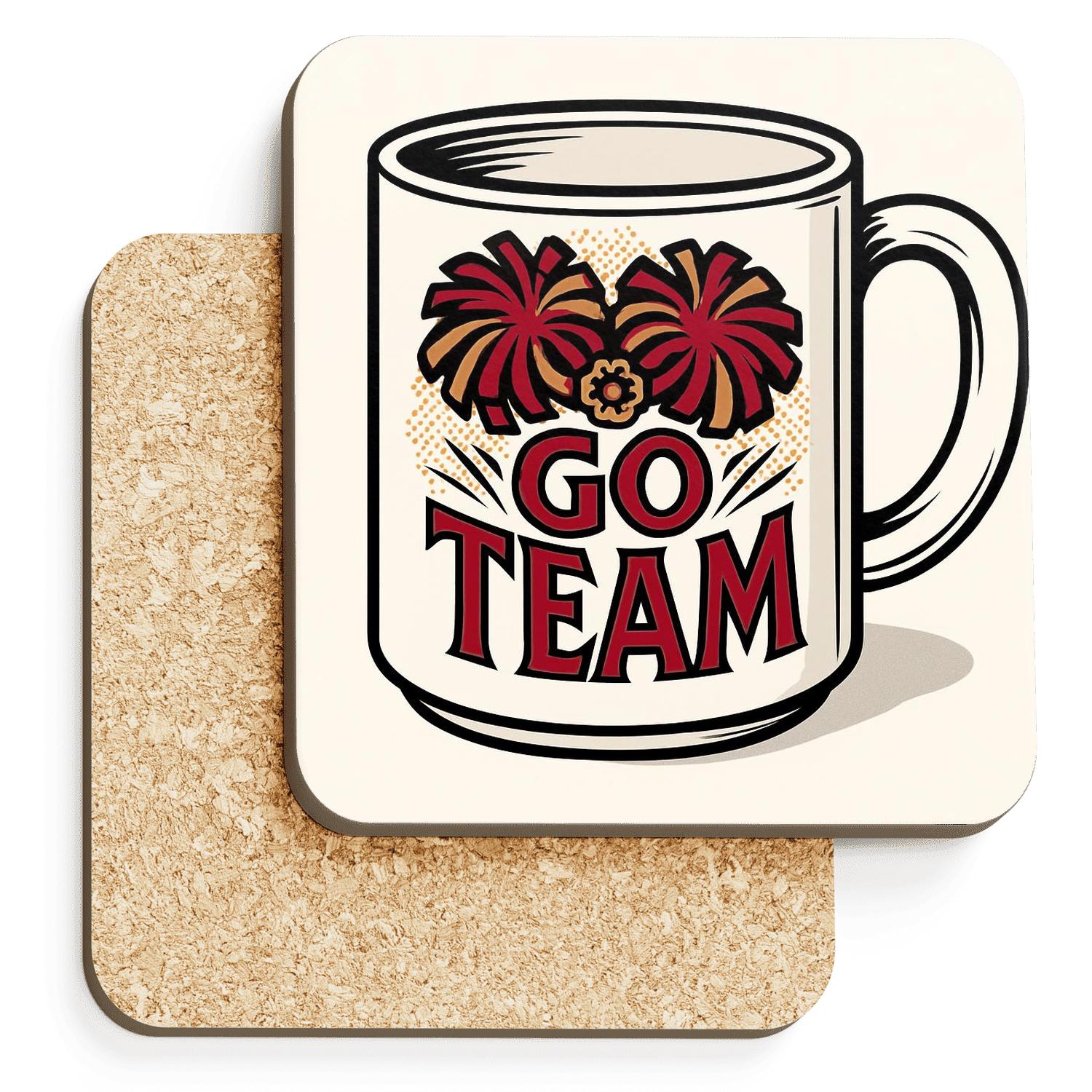 Cheer Squad Victory Pom Line Art Mug cork coaster sets