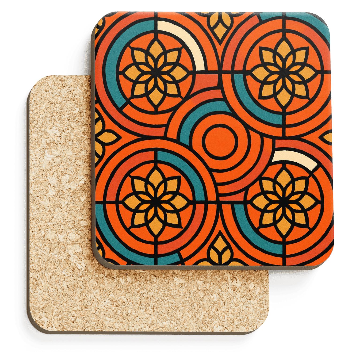 Orphic Sunburst Arabesque Grid custom engraved coasters