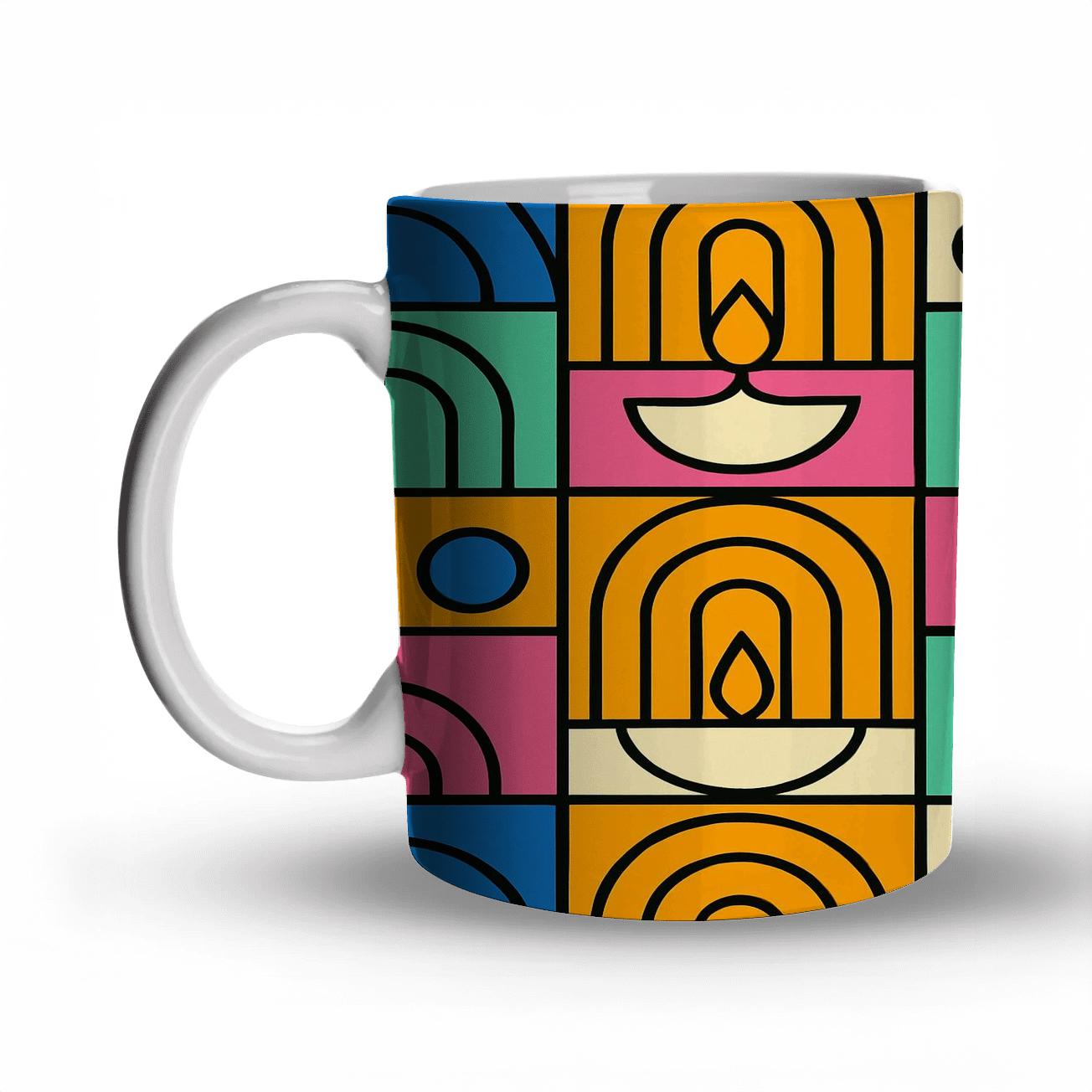 Ultramarine Bauhaus Diwali Radiance Lines personalized mugs
