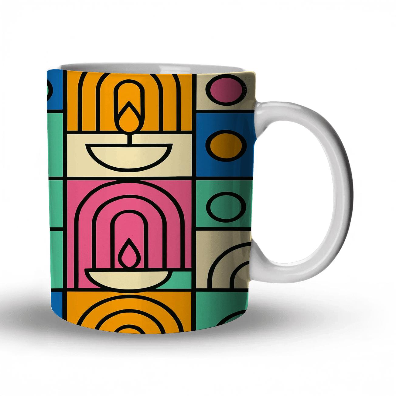 Ultramarine Bauhaus Diwali Radiance Lines personalized mugs