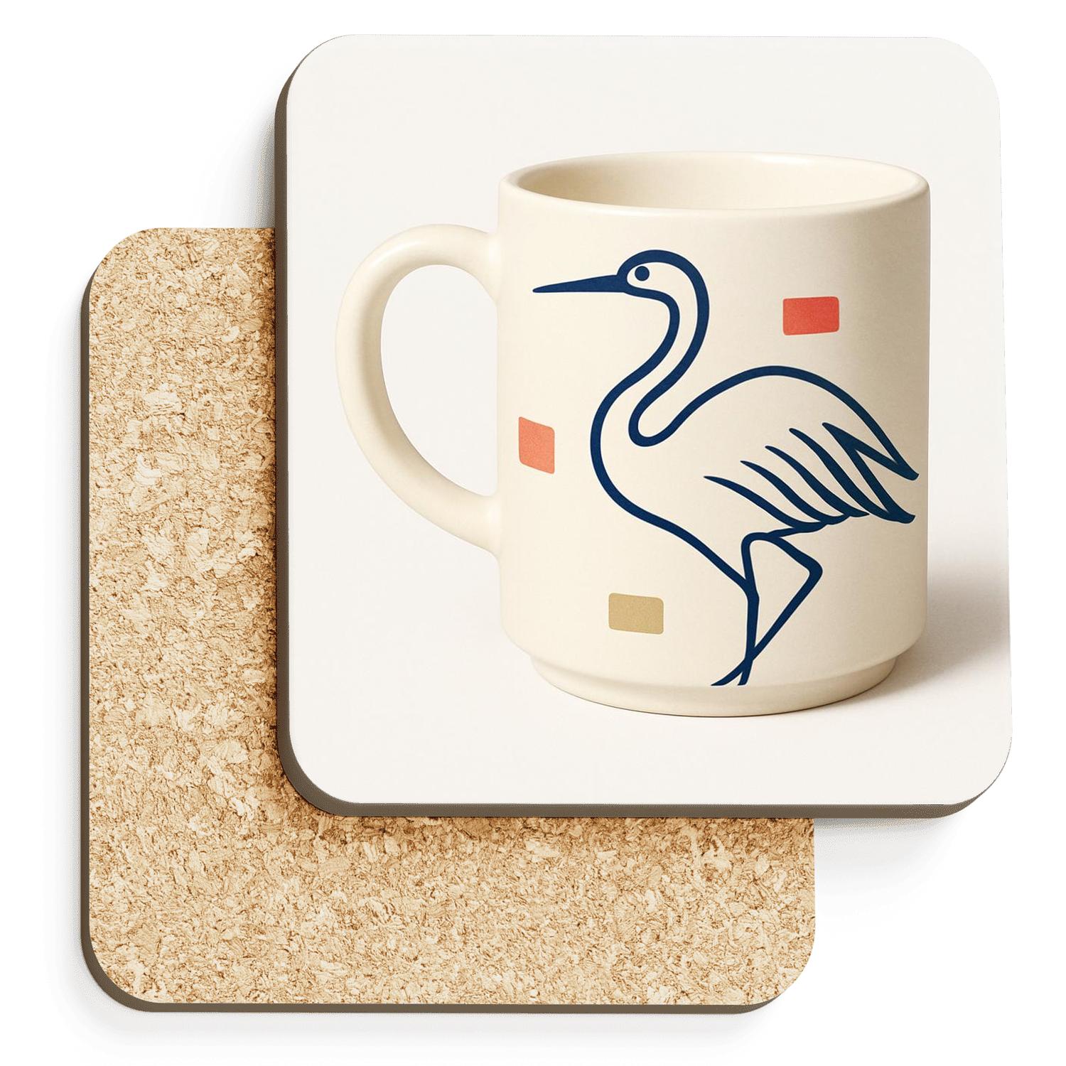 Japanese Crane Rinpa Wave Linework Mug decorative beverage coasters