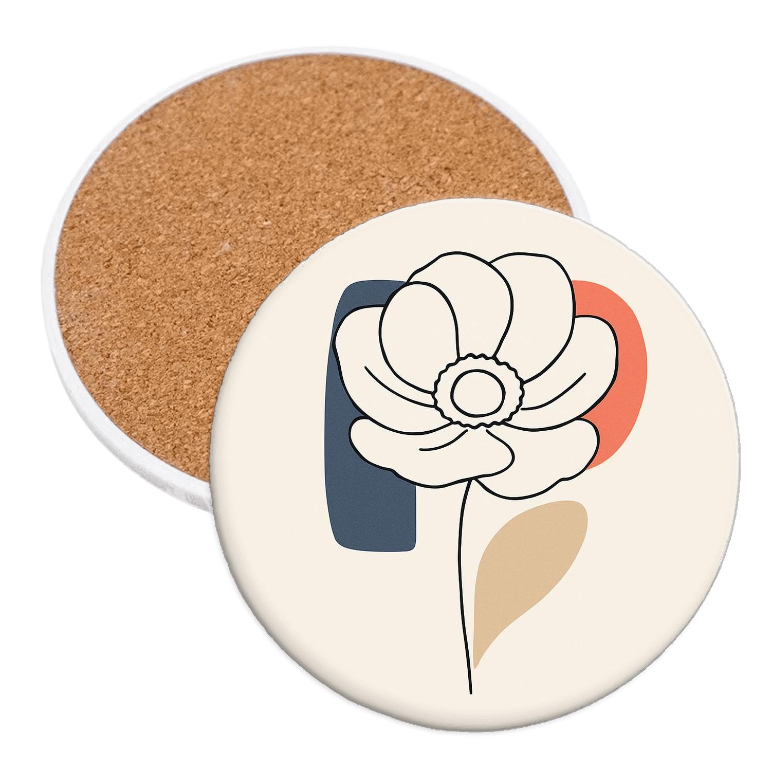 Anemone Spiral Bloom With Indigo Coral Fields absorbent drink coasters