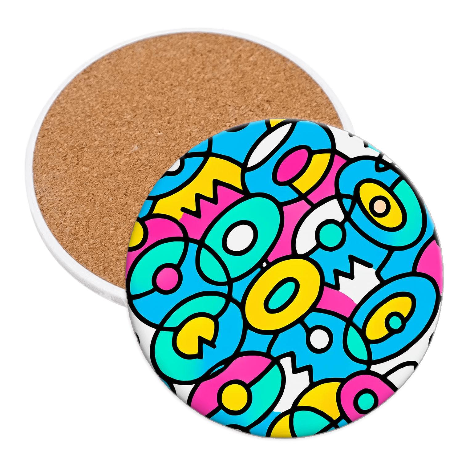 Memphis Orbit Linework cork coaster sets