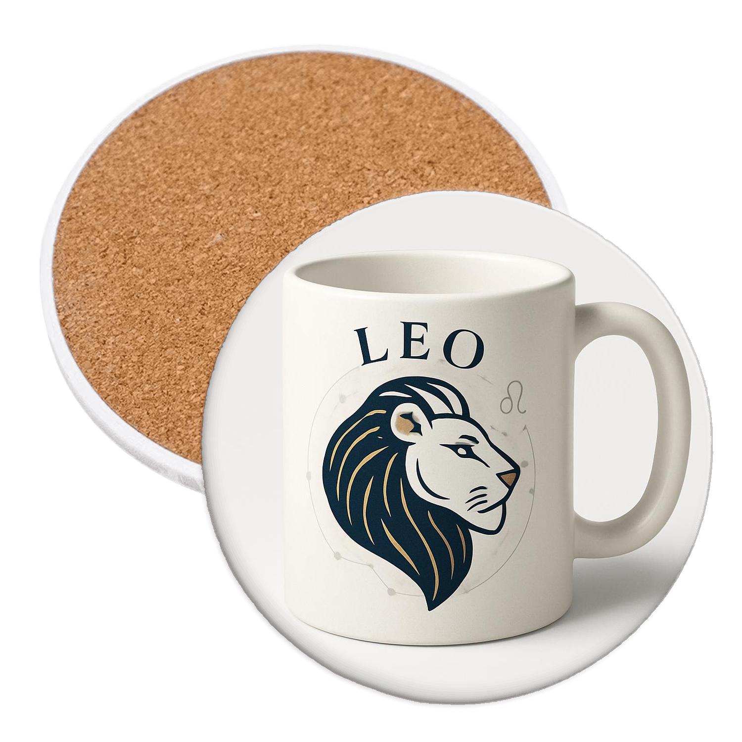 Leo Celestial Art Deco Linework wooden table coasters