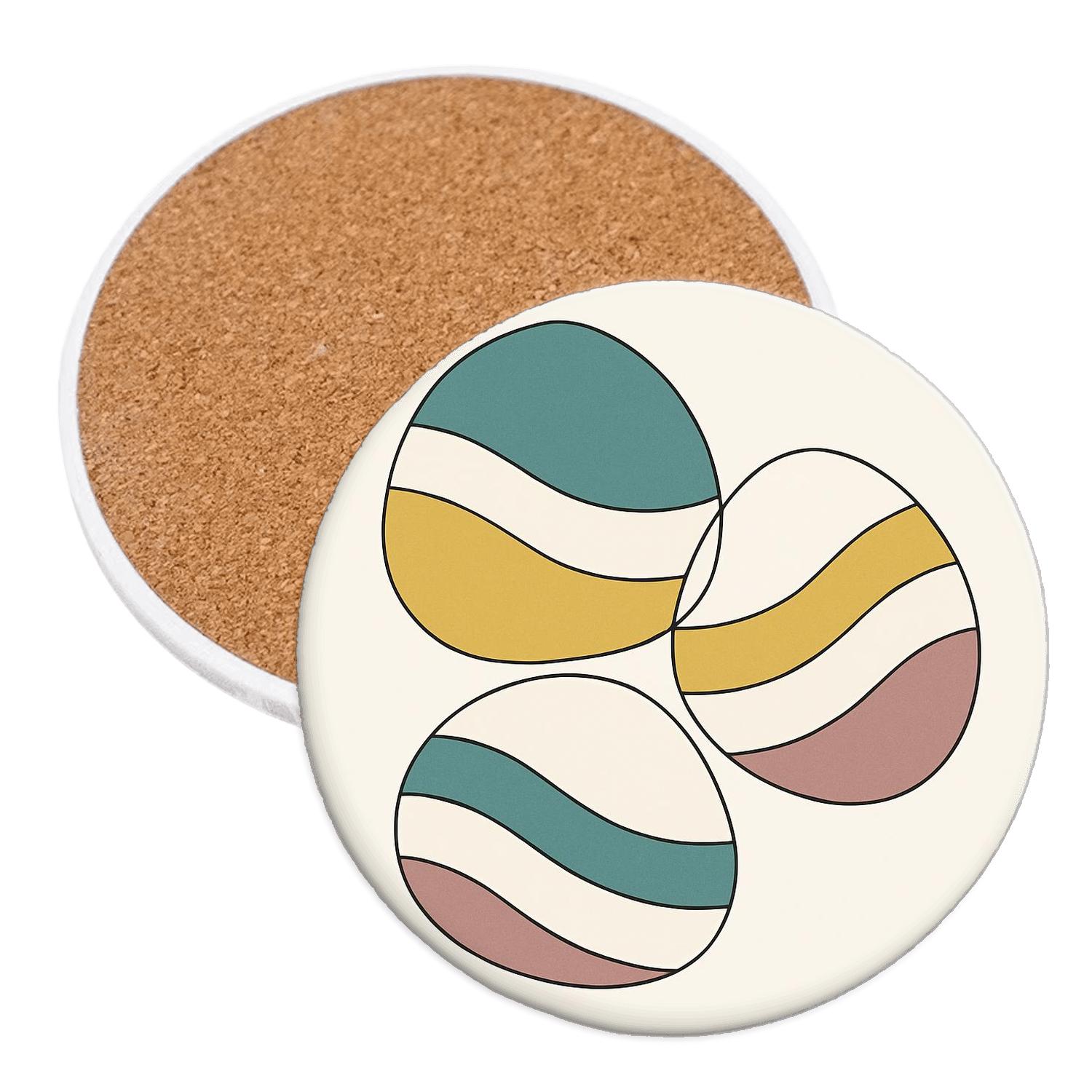 Geometric Riverstone Abstract With Teal Mustard Segments coasters for home decor