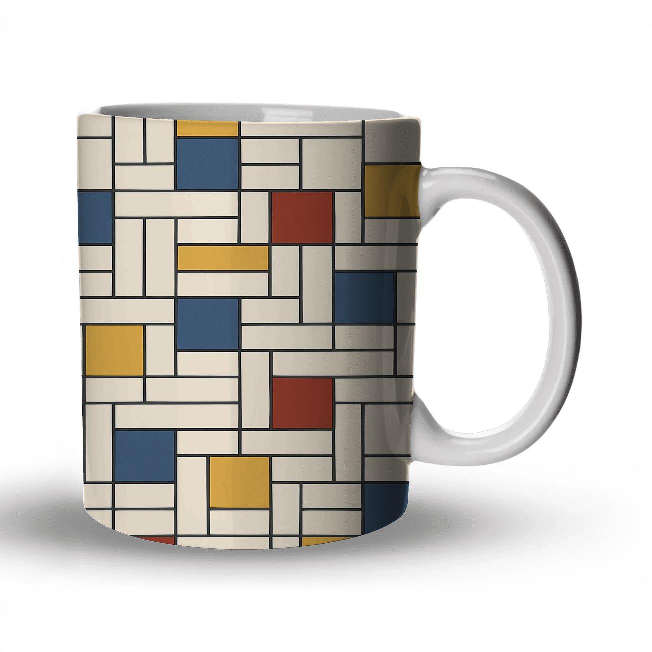 Bauhaus Weaving Grid Variations ceramic coffee mugs