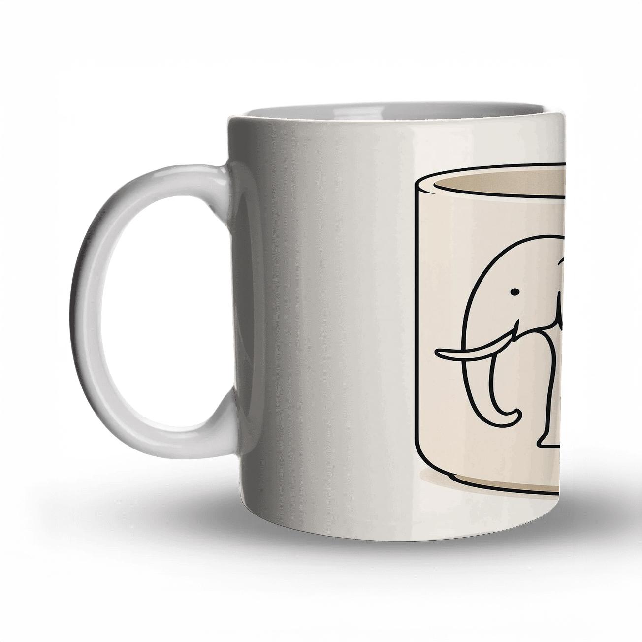 Rinpa Cosmos Elephant Mug Line Art ceramic coffee mugs