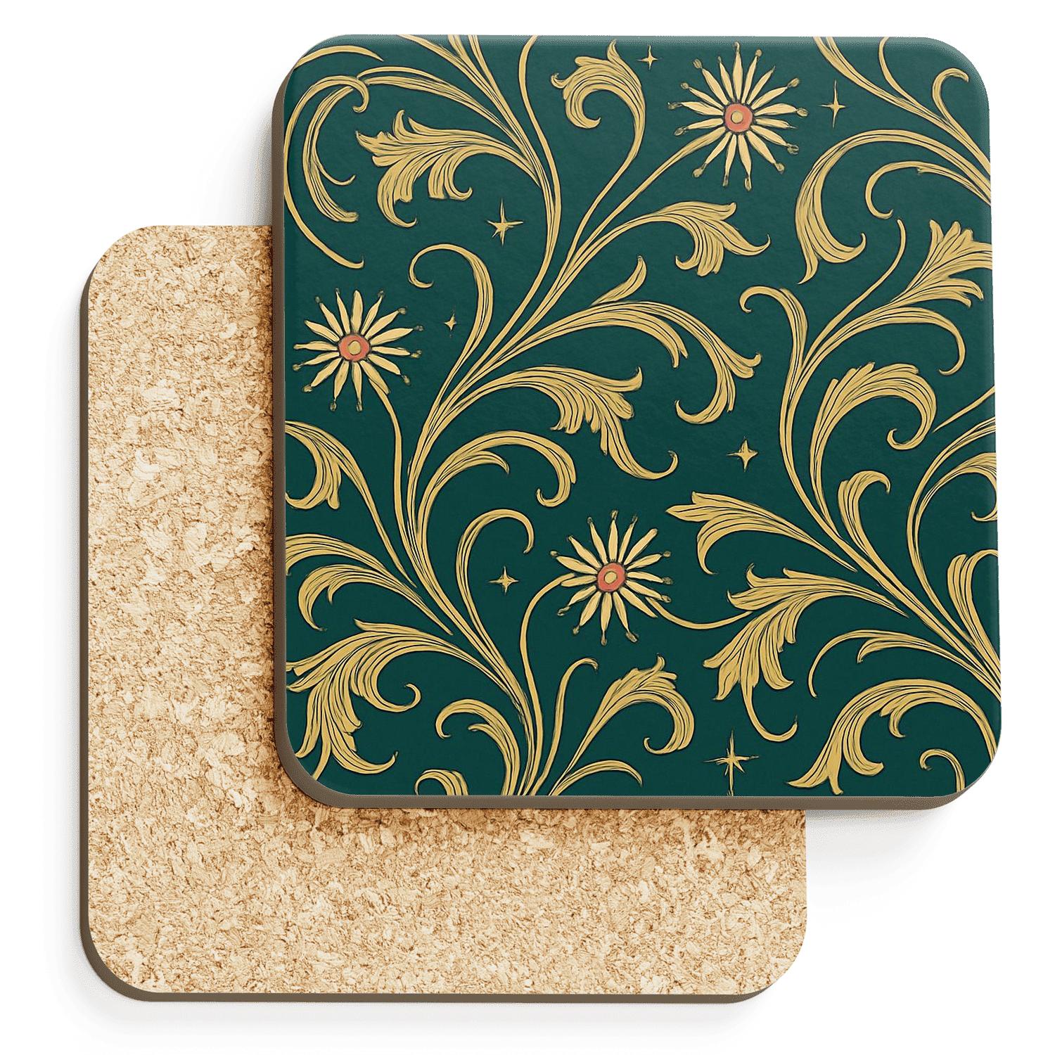 Art Nouveau Comet Vine Filigree decorative beverage coasters